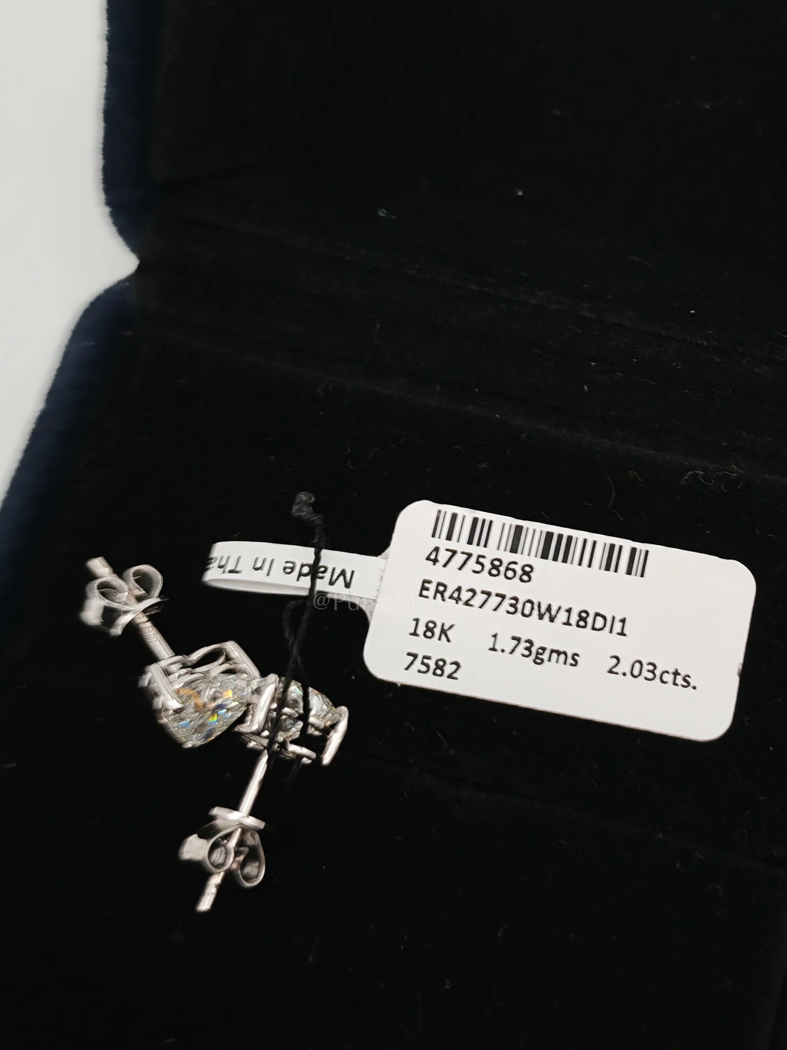Diamond 18k 1.73gms 2.03cts VS1 to VVS1 (Clarity) E to H (Color) Natural Diamond White Gold Earrings - Image 7