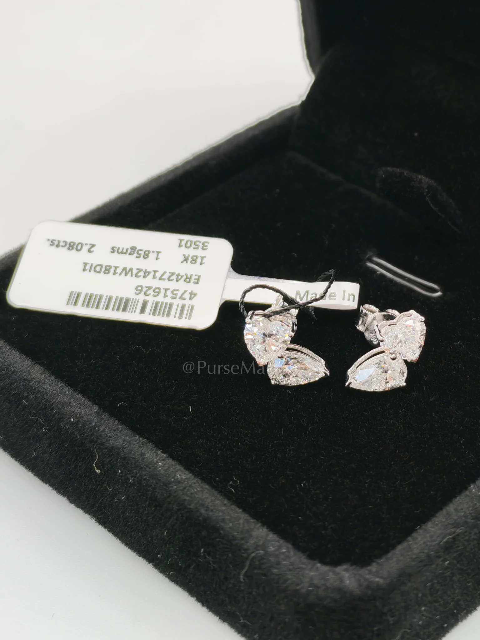 Diamond 18k 1.85gms. 2.08cts. VS1 to VVS1 (Clarity) E to H (Color) Natural Diamond White Gold Earrings - Image 3