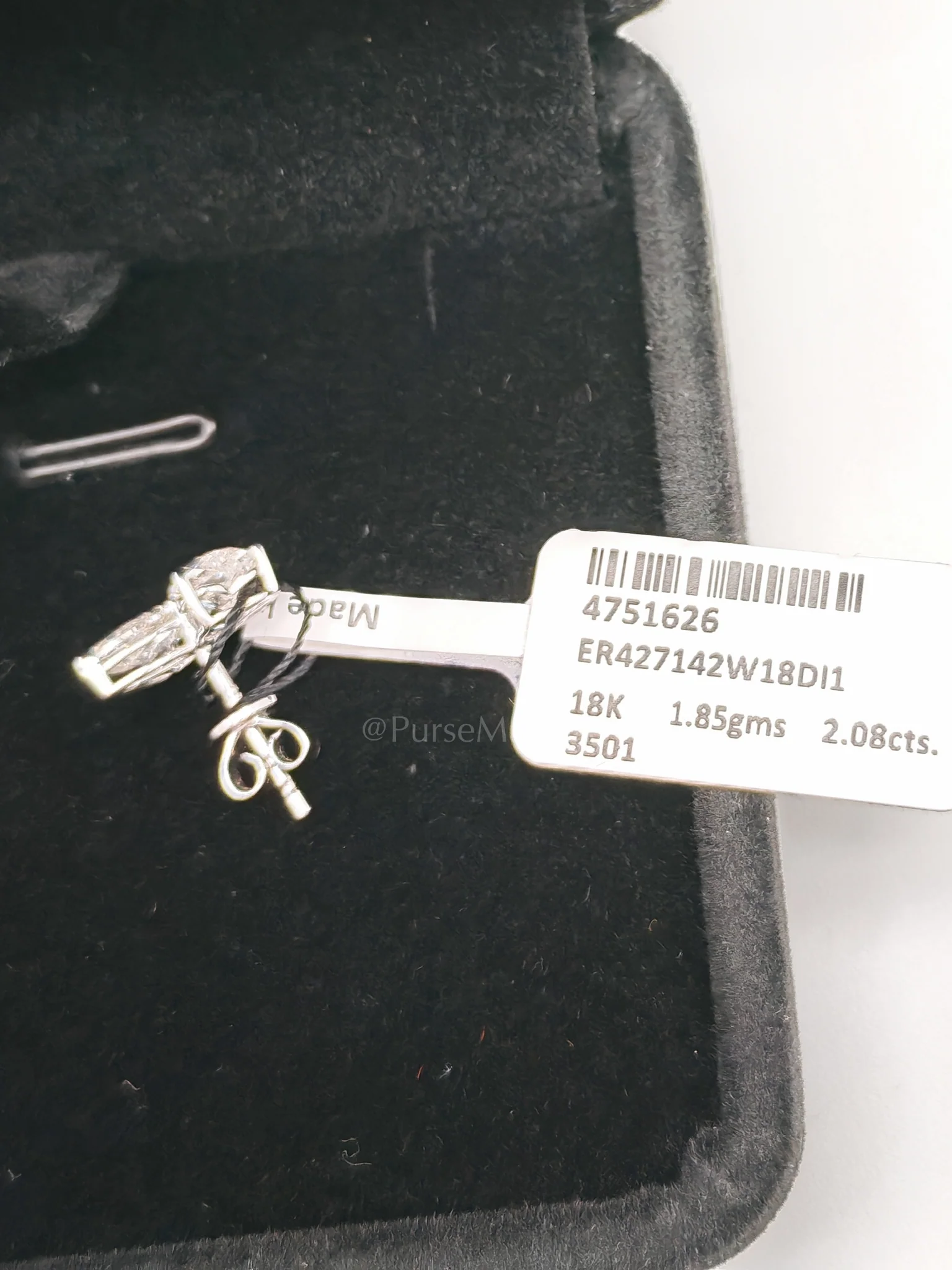 Diamond 18k 1.85gms. 2.08cts. VS1 to VVS1 (Clarity) E to H (Color) Natural Diamond White Gold Earrings - Image 8
