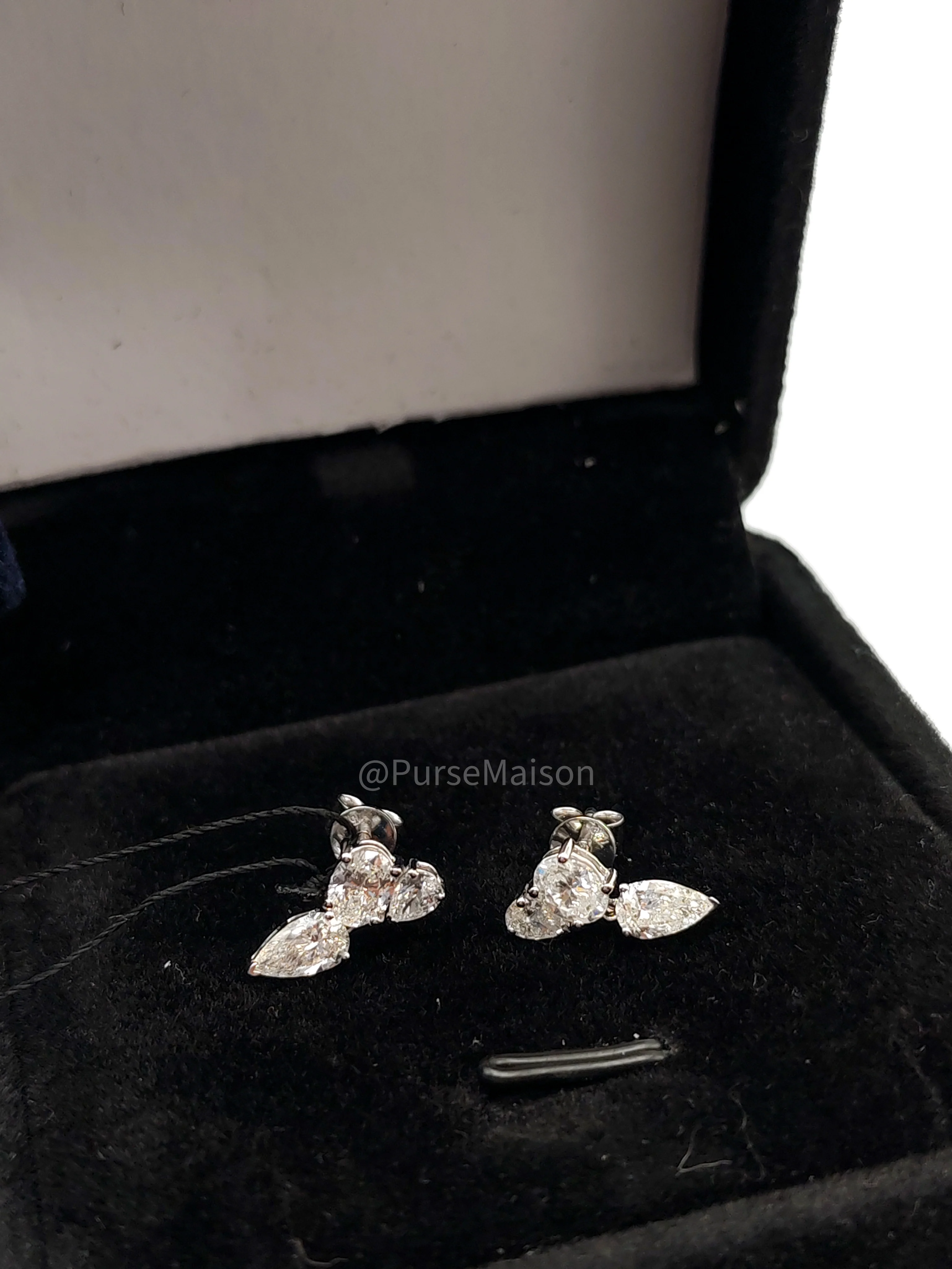 Diamond 18k 1.86gms. 1.86gms 1.53cts VS1 to VVS1 (Clarity) E to H (Color) Natural Diamond White Gold Earrings - Image 5