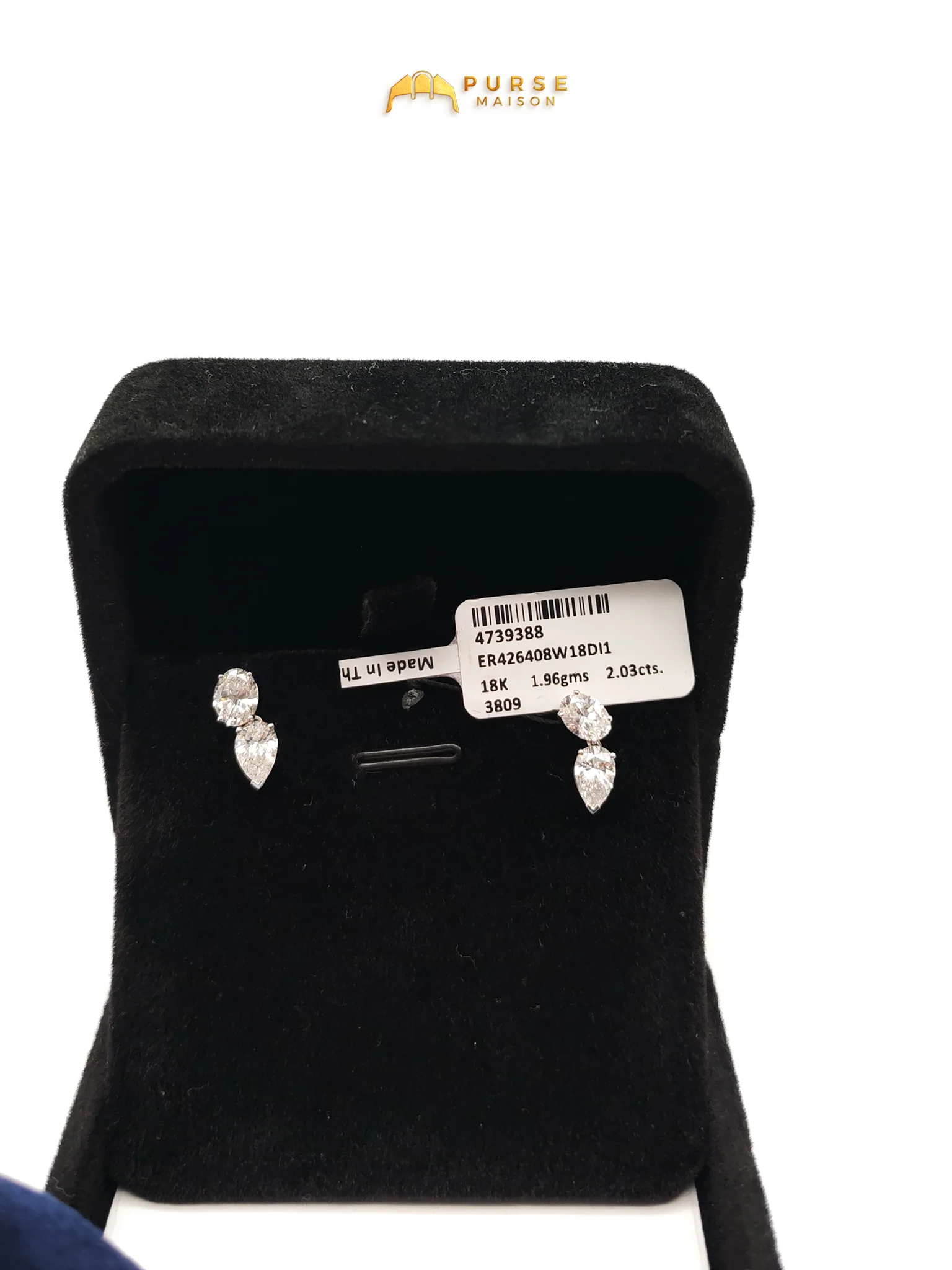 Diamond 18k 1.96gms. 1.96gms 2.03cts. VS1 to VVS1 (Clarity) E to H (Color) Natural Diamond White Gold Earrings - Image 5