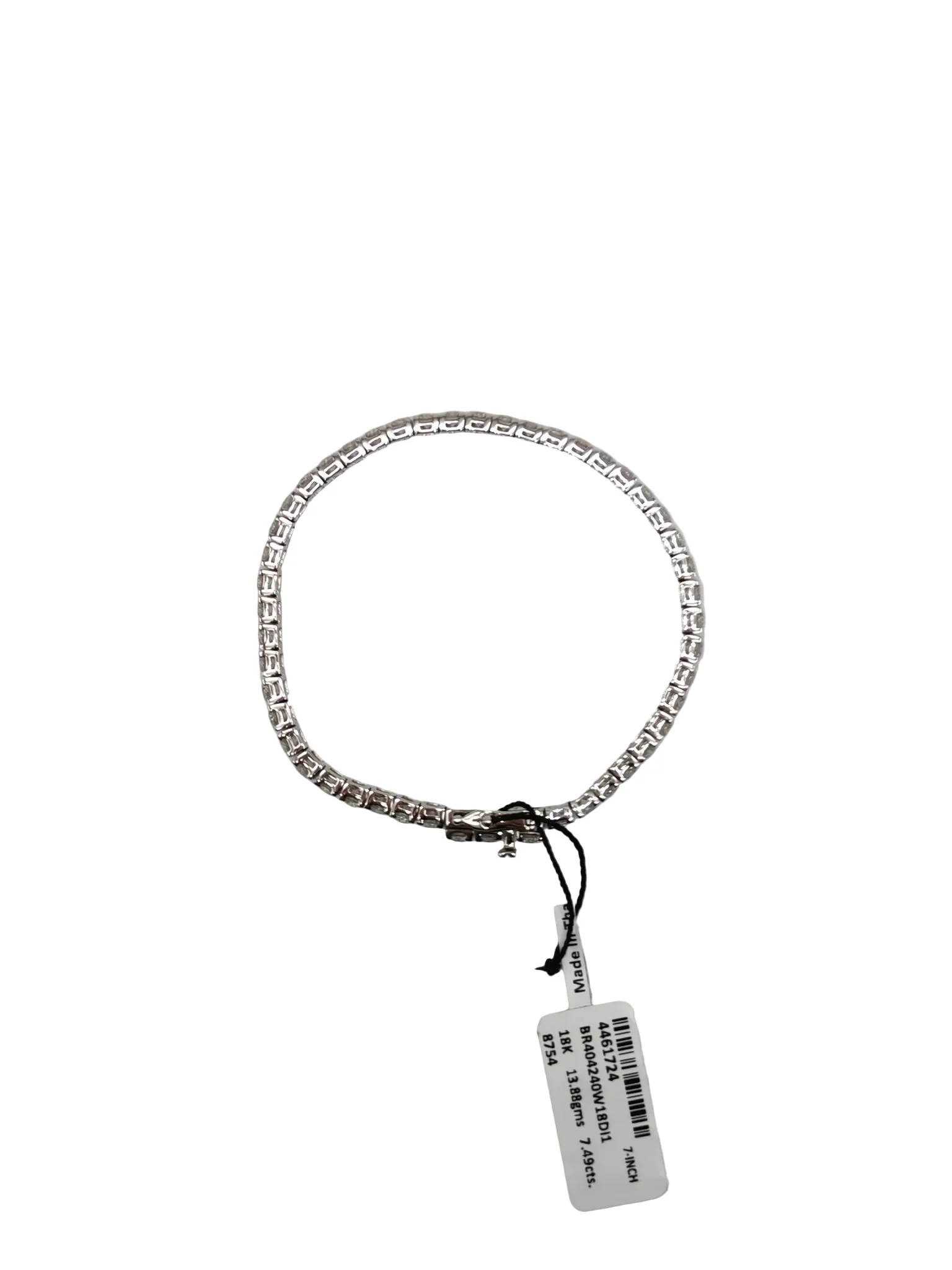 Diamond 18k 13.88gms 7.49cts VS1 to VVS1 (Clarity) E to H (Color) Natural Diamond White Gold Tennis Bracelet (7 Inches) - Image 7