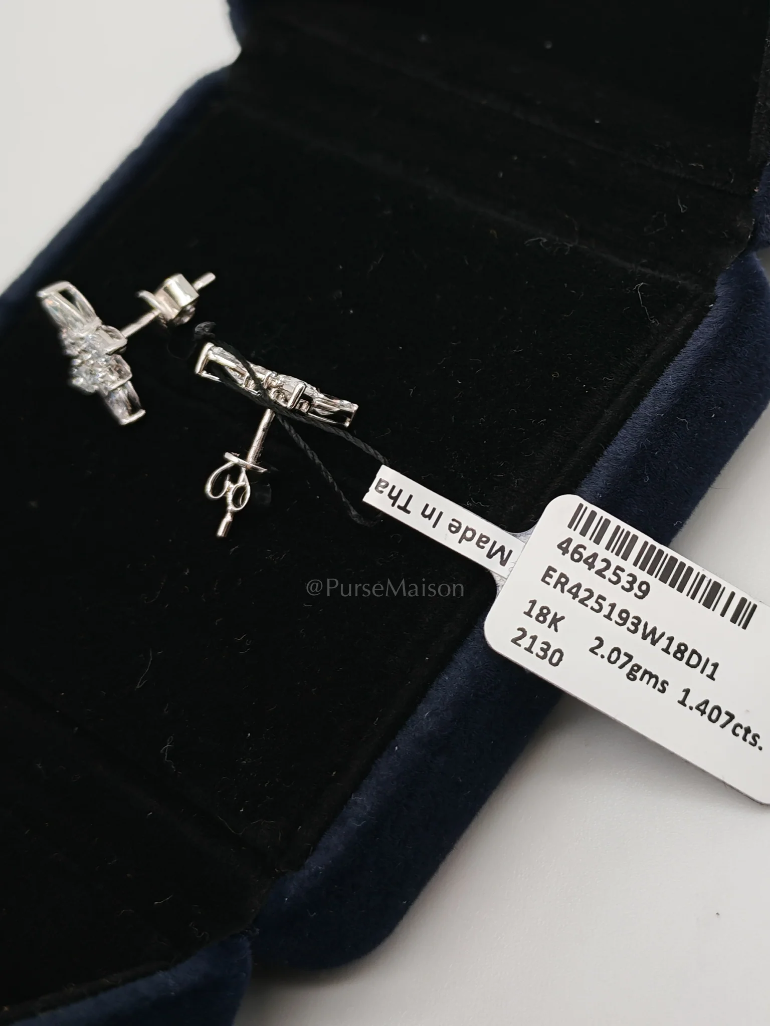 Diamond 18k 2.07gms 1.407cts VS1 to VVS1 (Clarity) E to H (Color) Natural Diamond White Gold Earrings - Image 6
