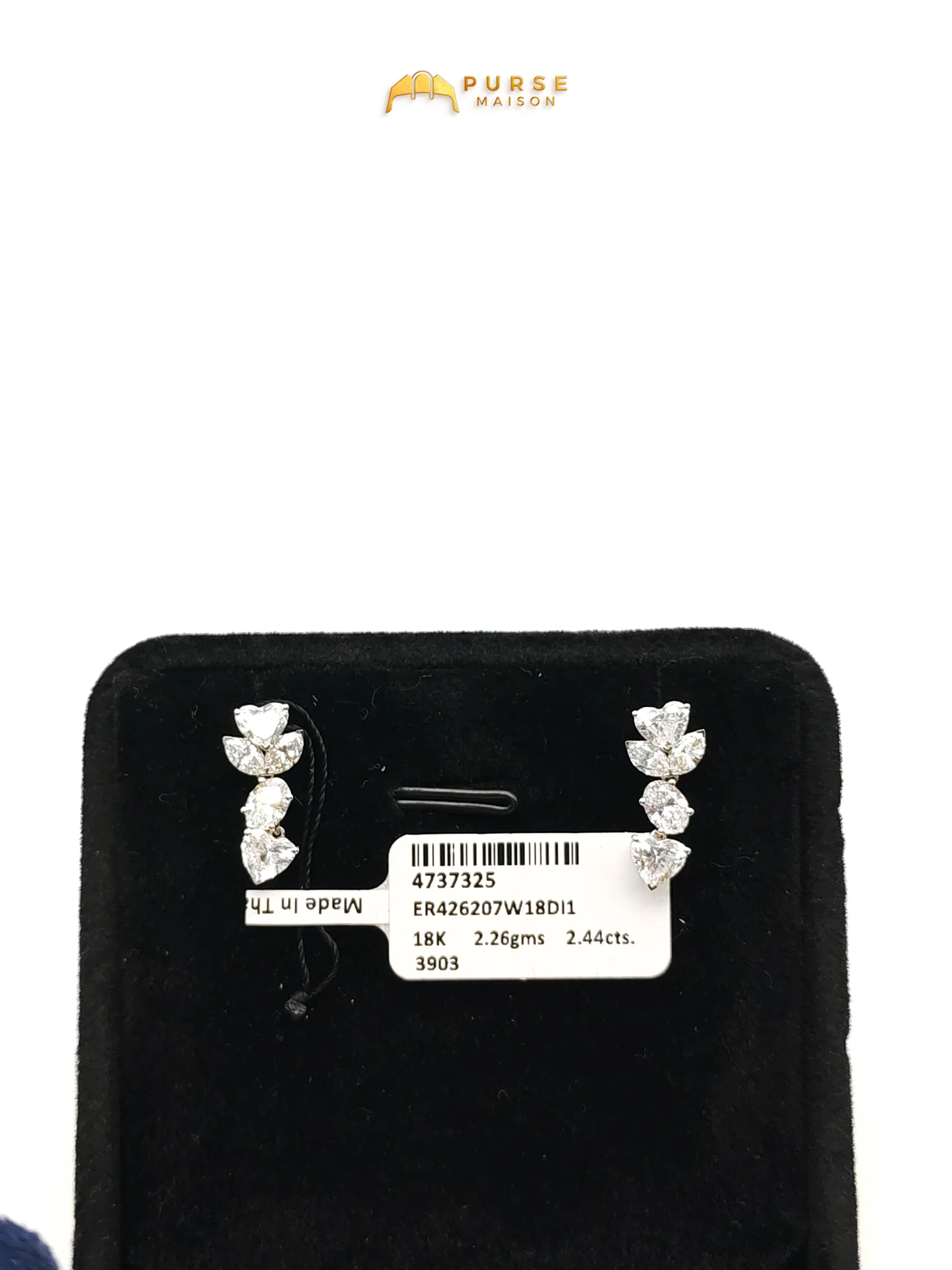 Diamond 18k 2.26gms. 2.26gms. 2.44cts VS1 to VVS1 (Clarity) E to H (Color) Natural Diamond White Gold Earrings - Image 7