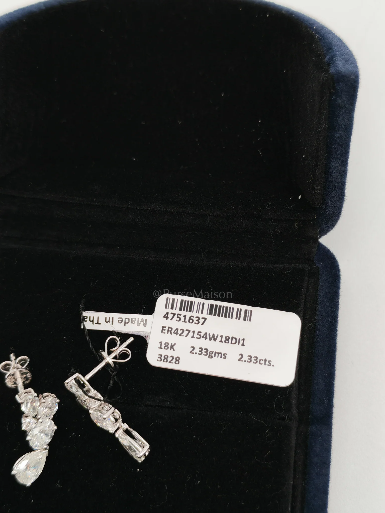 Diamond 18K 2.33gms 2.33cts VS1 to VVS1 (Clarity) E to H (Color) Natural Diamond White Gold Earrings - Image 6