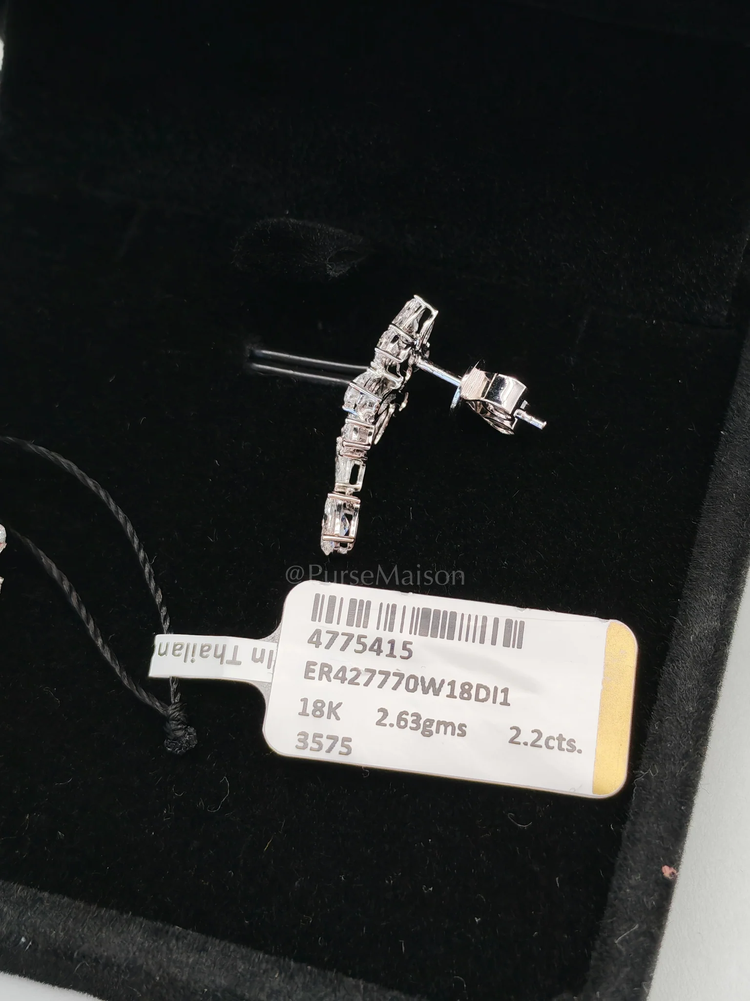 Diamond 18k 2.63gms 2.2cts. VS1 to VVS1 (Clarity) E to H (Color) Natural Diamond White Gold Earrings - Image 7