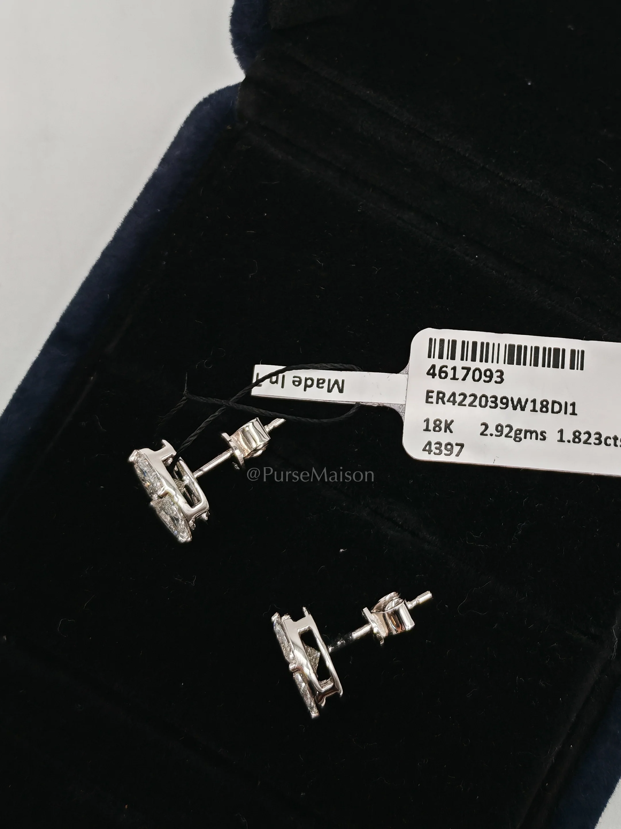 Diamond 18k 2.92gmc 1.823cts VS1 to VVS1 (Clarity) E to H (Color) Natural Diamond White Gold Earrings - Image 7