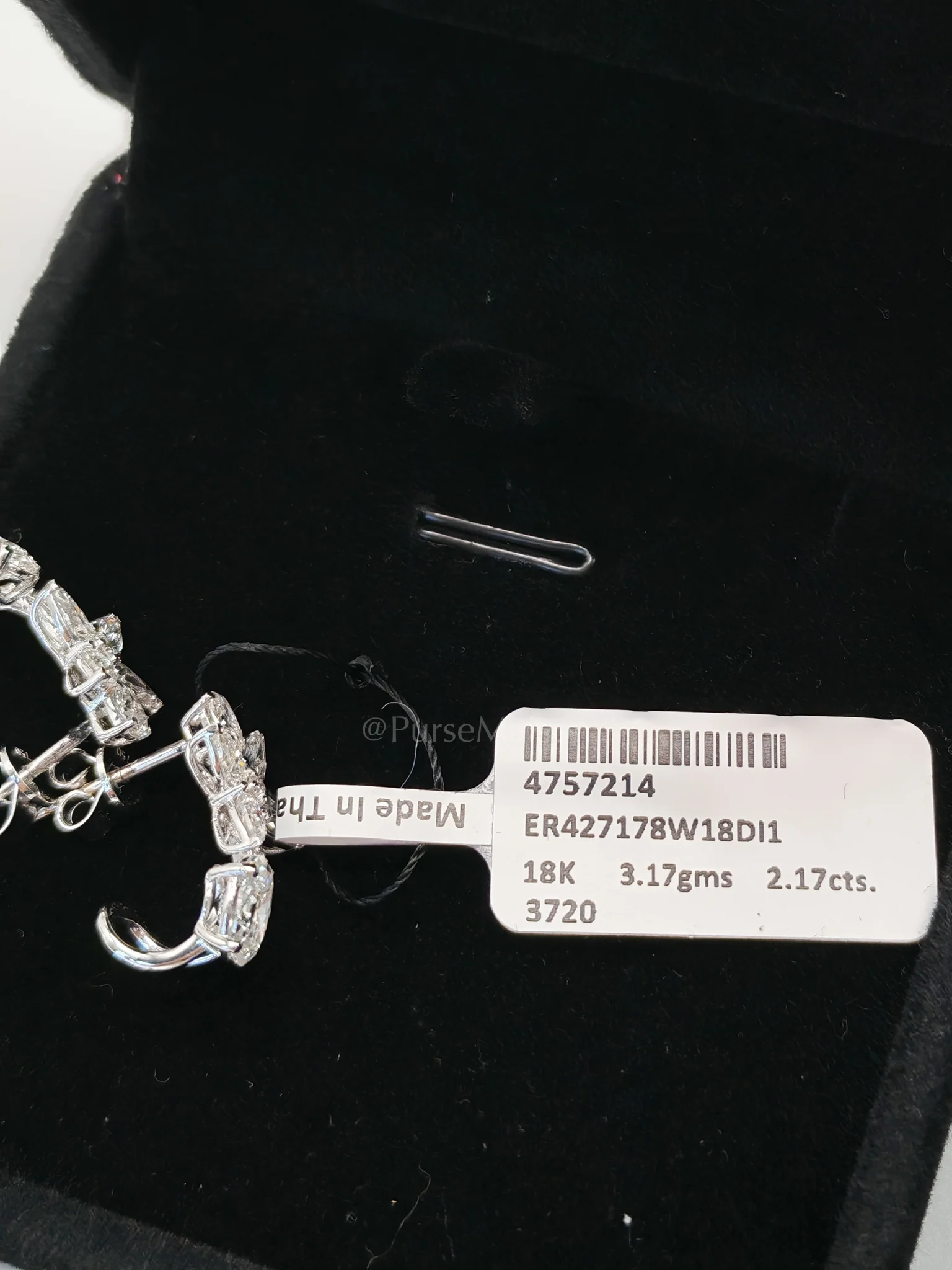 Diamond 18K 3.17gms. 2.17cts. VS1 to VVS1 (Clarity) E to H (Color) Natural Diamond White Gold Earrings - Image 4