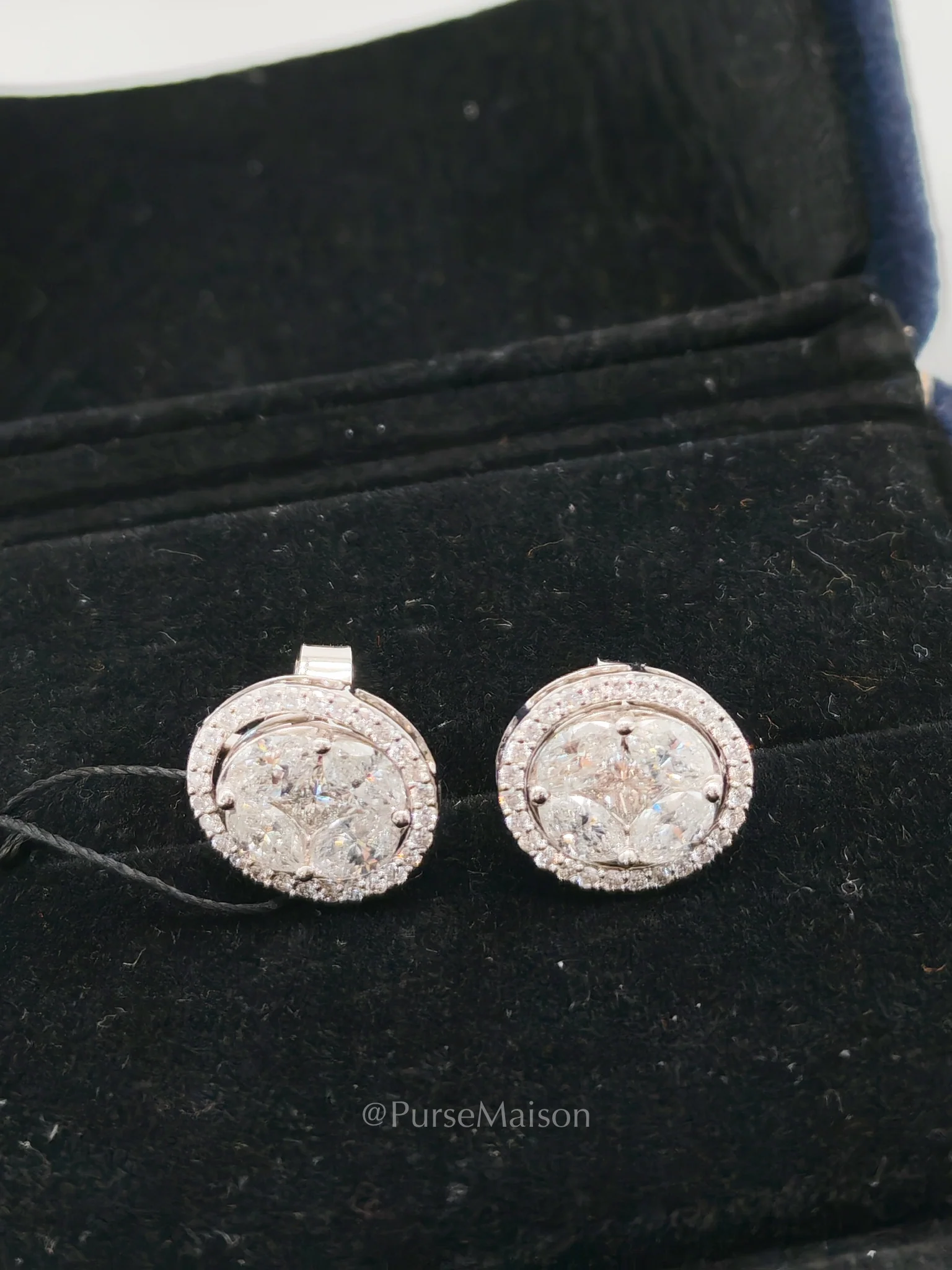 Diamond 18k 3.78gms 1.72cts VS1 to VVS1 (Clarity) E to H (Color) Natural Diamond White Gold Earrings - Image 3