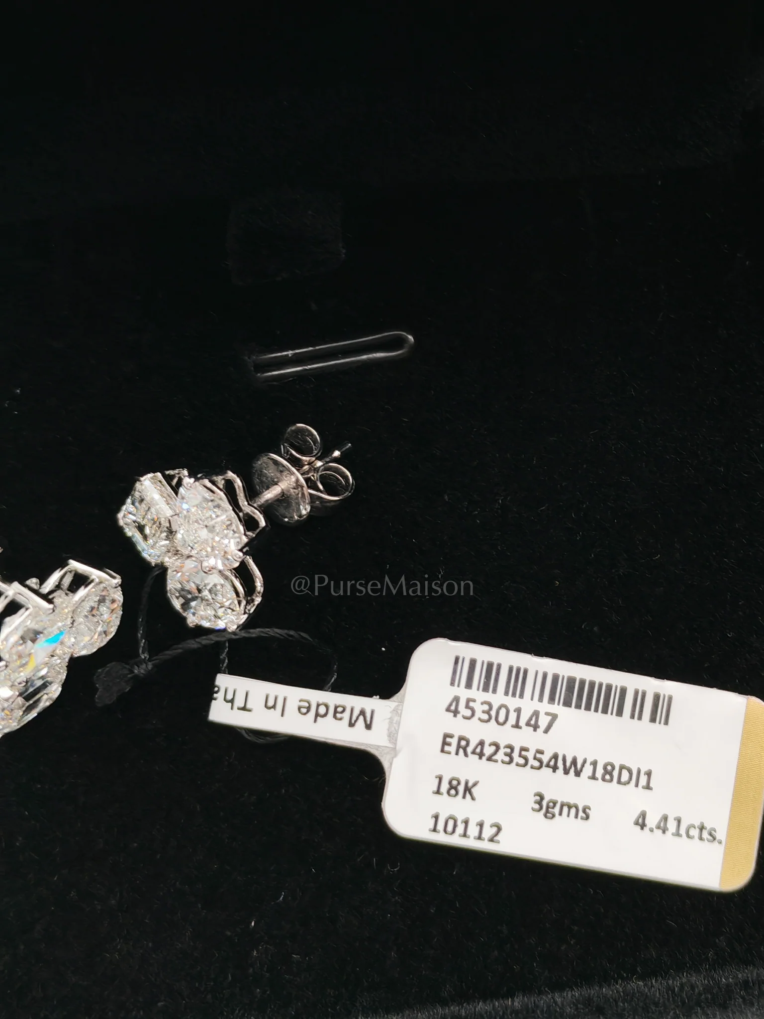 Diamond 18k 3gms 4.41cts. VS1 to VVS1 (Clarity) E to H (Color) Natural Diamond White Gold Earrings - Image 8