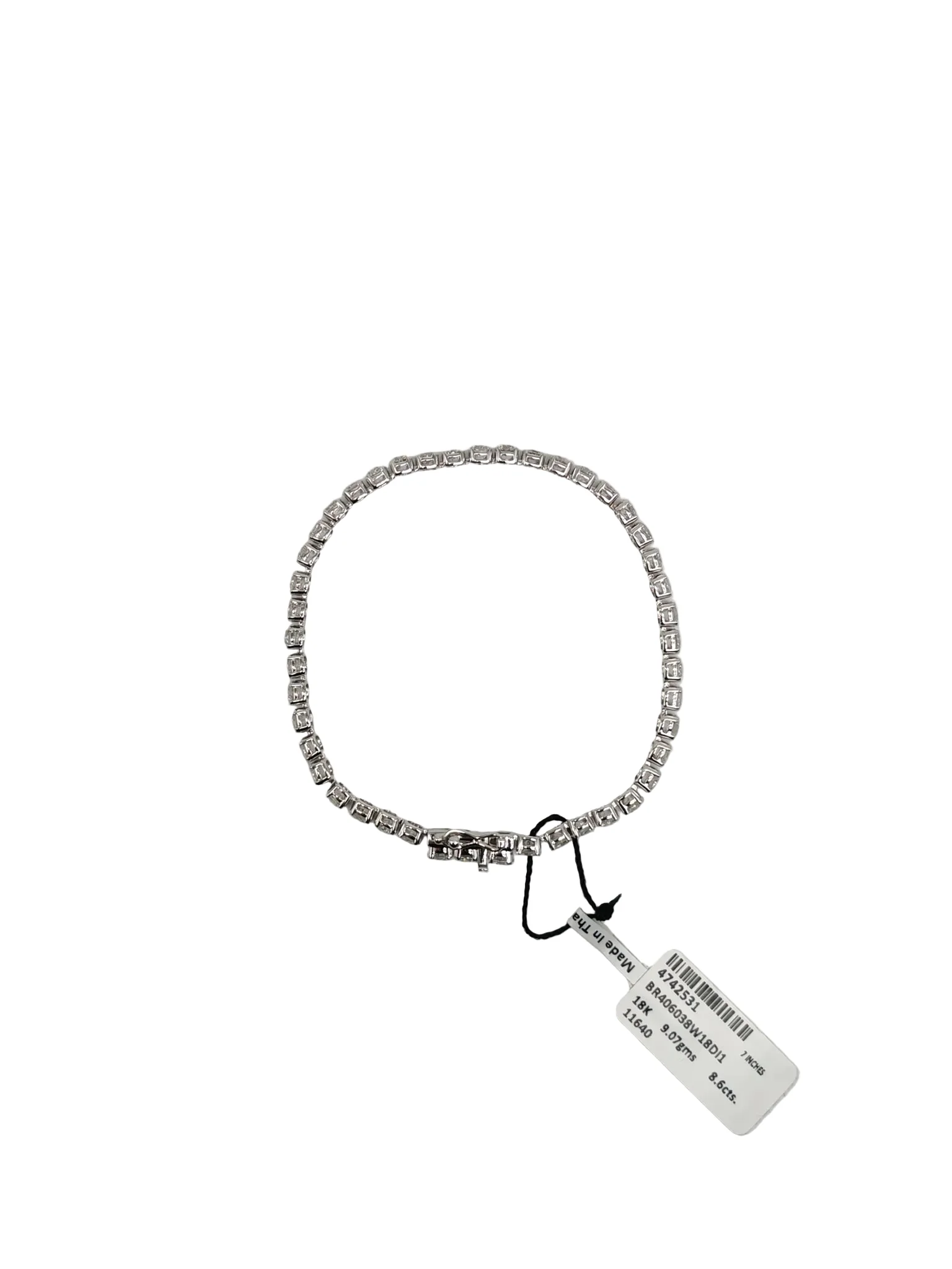 Diamond 18k 9.07gms. 8.6cts. VS1 to VVS1 (Clarity) E to H (Color) Natural Diamond White Gold Tennis Bracelet (7 inches) - Image 3