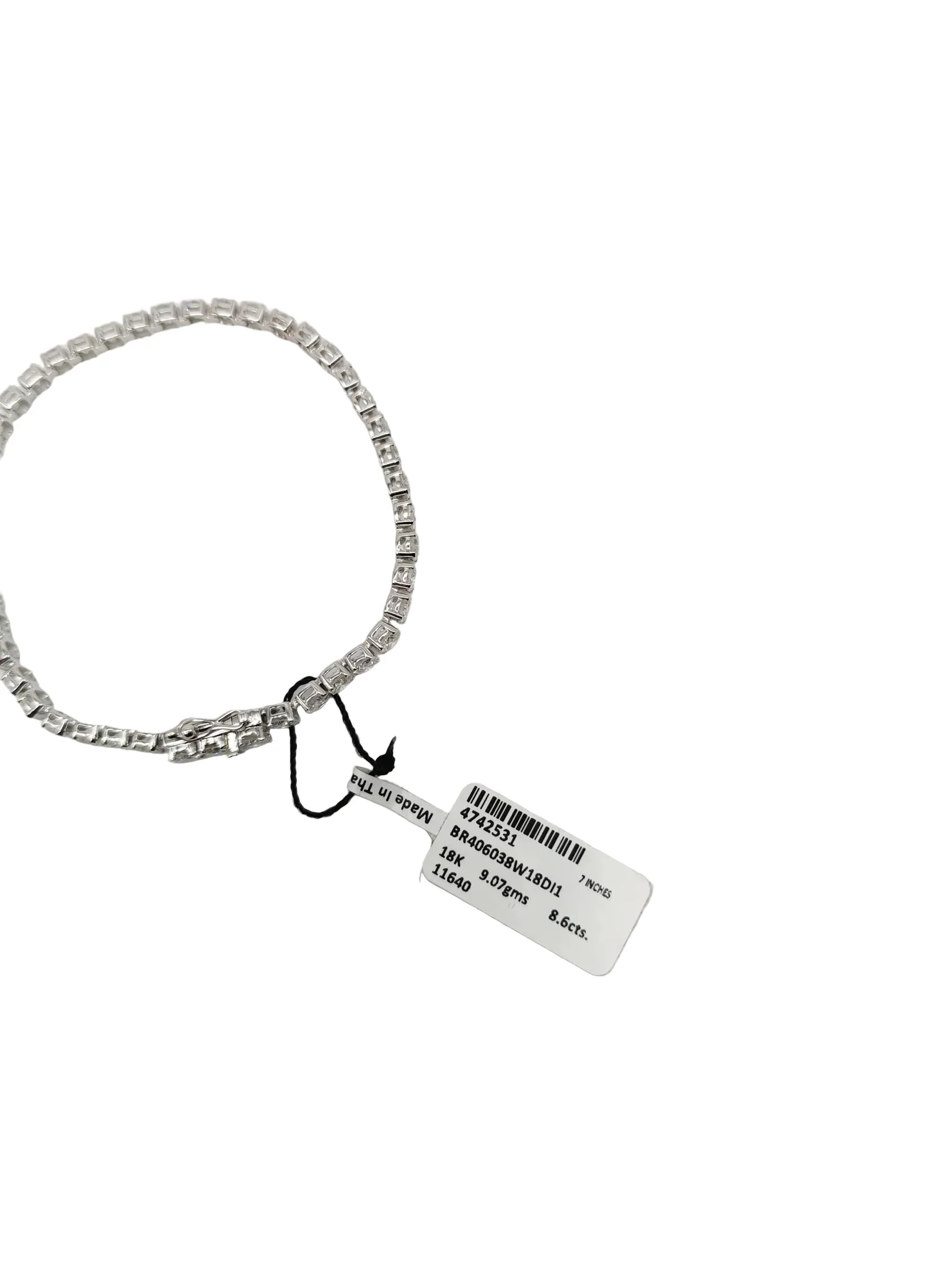 Diamond 18k 9.07gms. 8.6cts. VS1 to VVS1 (Clarity) E to H (Color) Natural Diamond White Gold Tennis Bracelet (7 inches) - Image 4