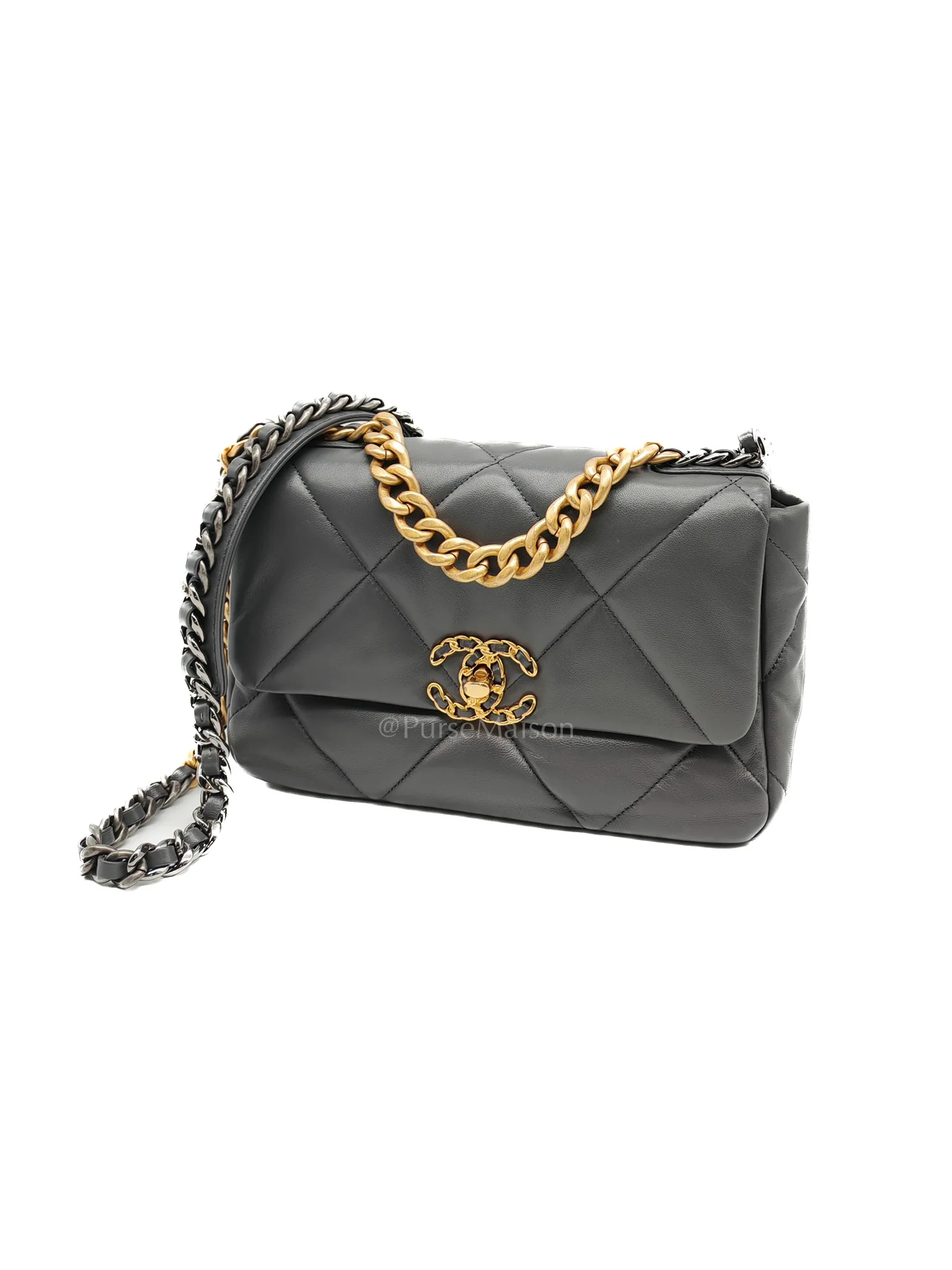 Chanel 19 Medium in Gray Quilted Lambskin Leather & Mix Hardware Microchip - Image 3