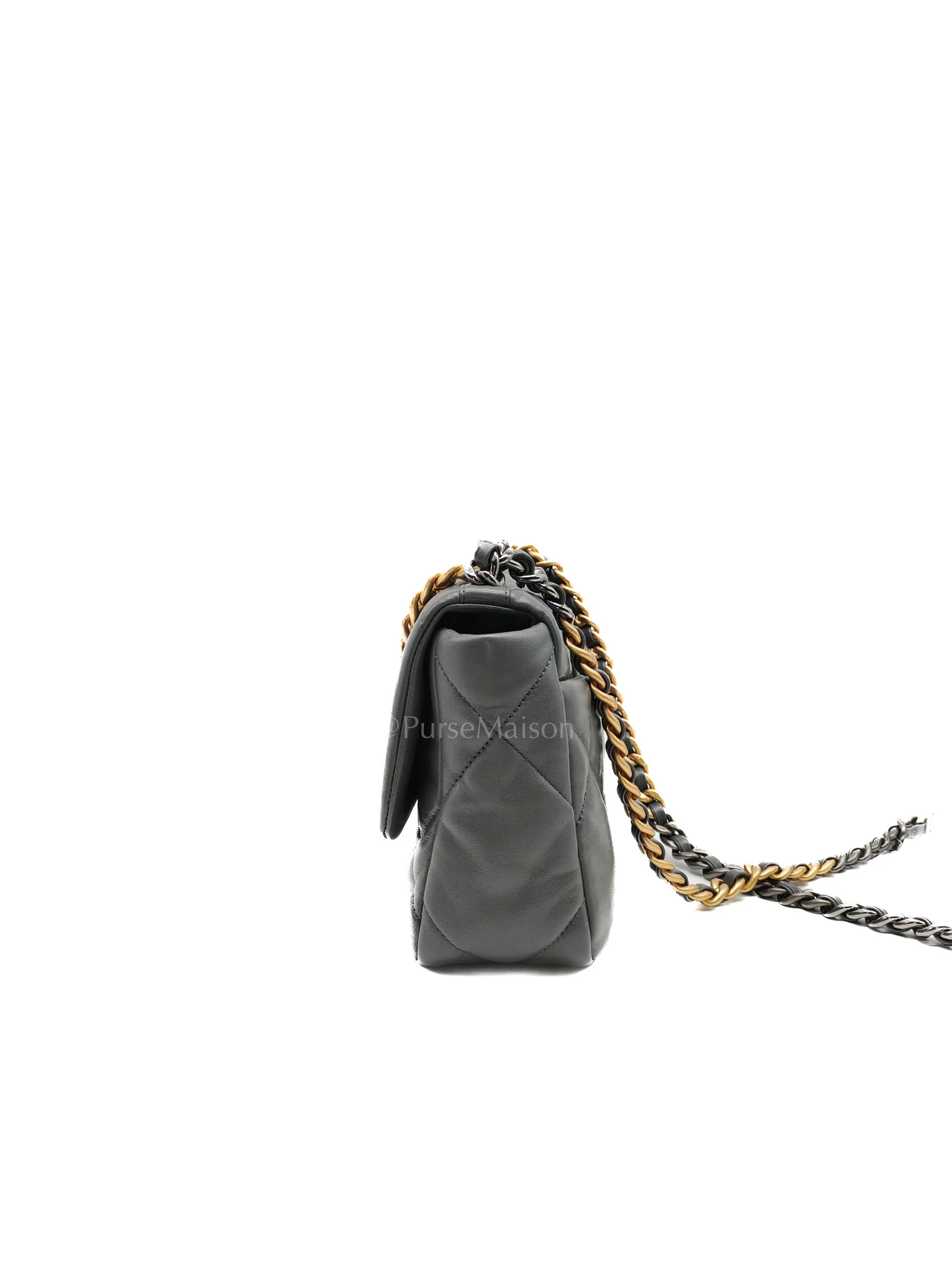 Chanel 19 Medium in Gray Quilted Lambskin Leather & Mix Hardware Microchip - Image 5