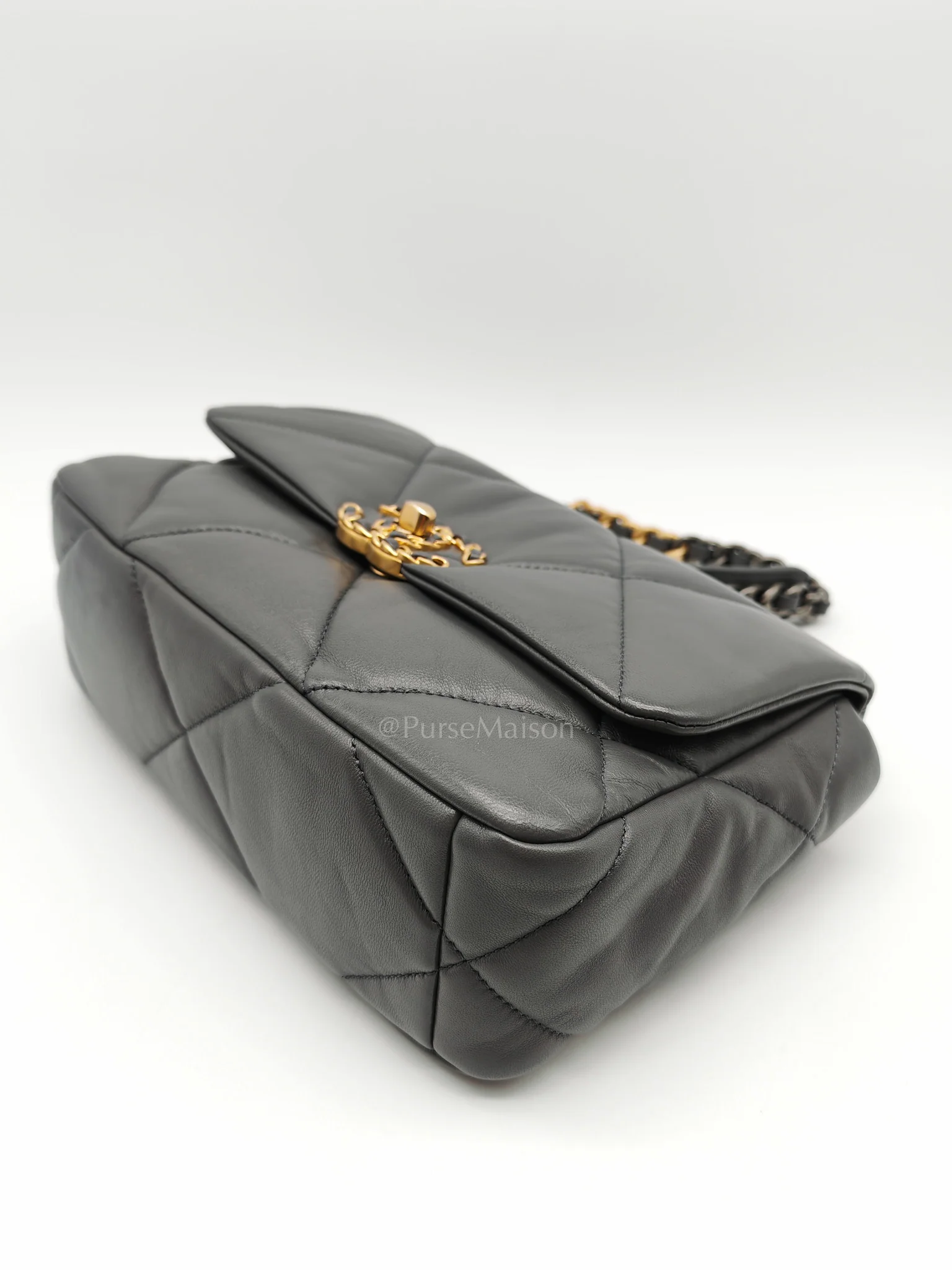 Chanel 19 Medium in Gray Quilted Lambskin Leather & Mix Hardware Microchip - Image 9