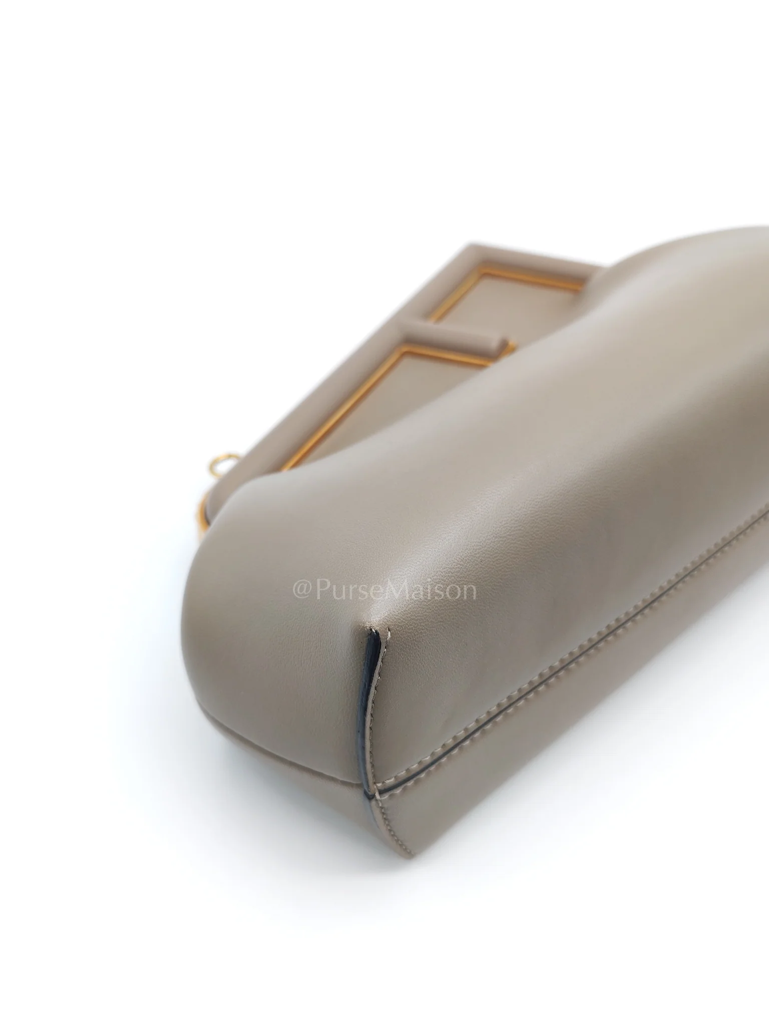 Fendi First Small Nappa in Shiny Torto Dark Beige Smooth Calfskin Leather - Image 8