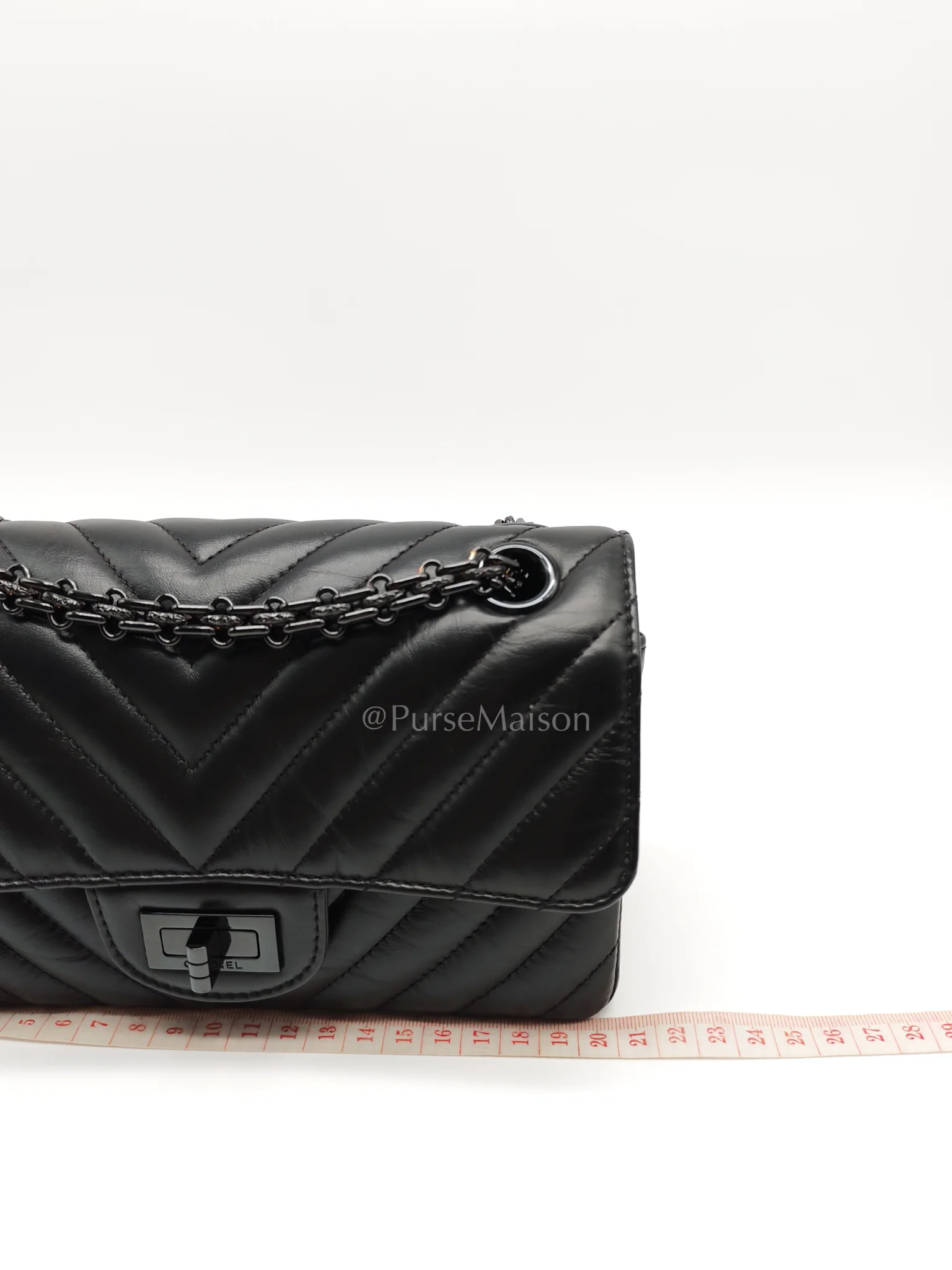 Chanel 20A Mini Reissue Mademoiselle Flap 2.55 in Chevron Aged Calfskin Leather So Black Hardware (Series 30) - Image 24