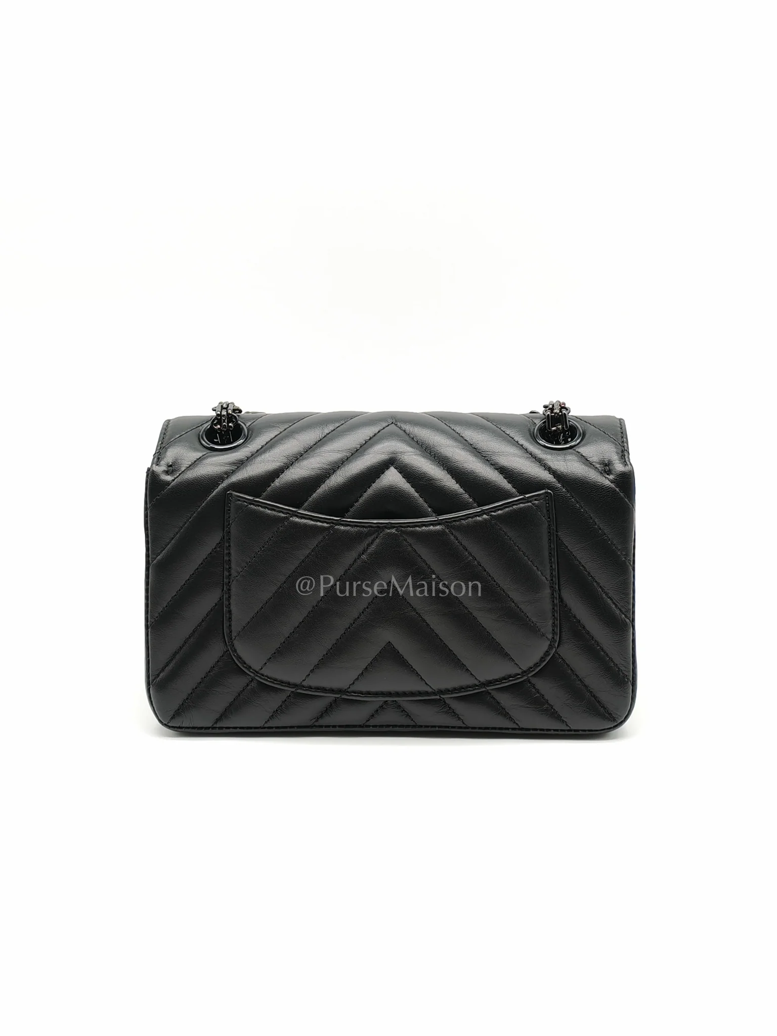 Chanel 20A Mini Reissue Mademoiselle Flap 2.55 in Chevron Aged Calfskin Leather So Black Hardware (Series 30) - Image 4