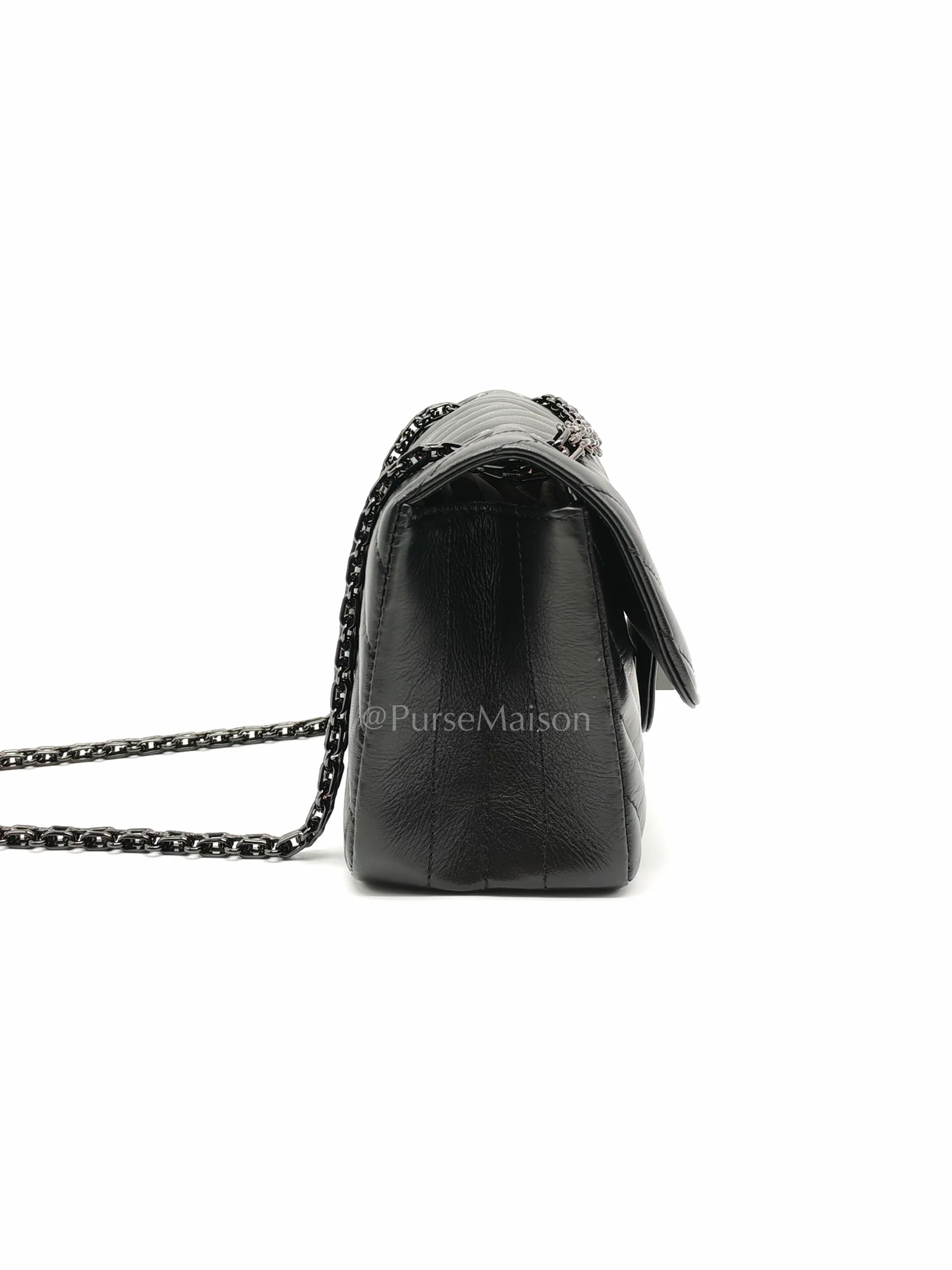 Chanel 20A Mini Reissue Mademoiselle Flap 2.55 in Chevron Aged Calfskin Leather So Black Hardware (Series 30) - Image 6