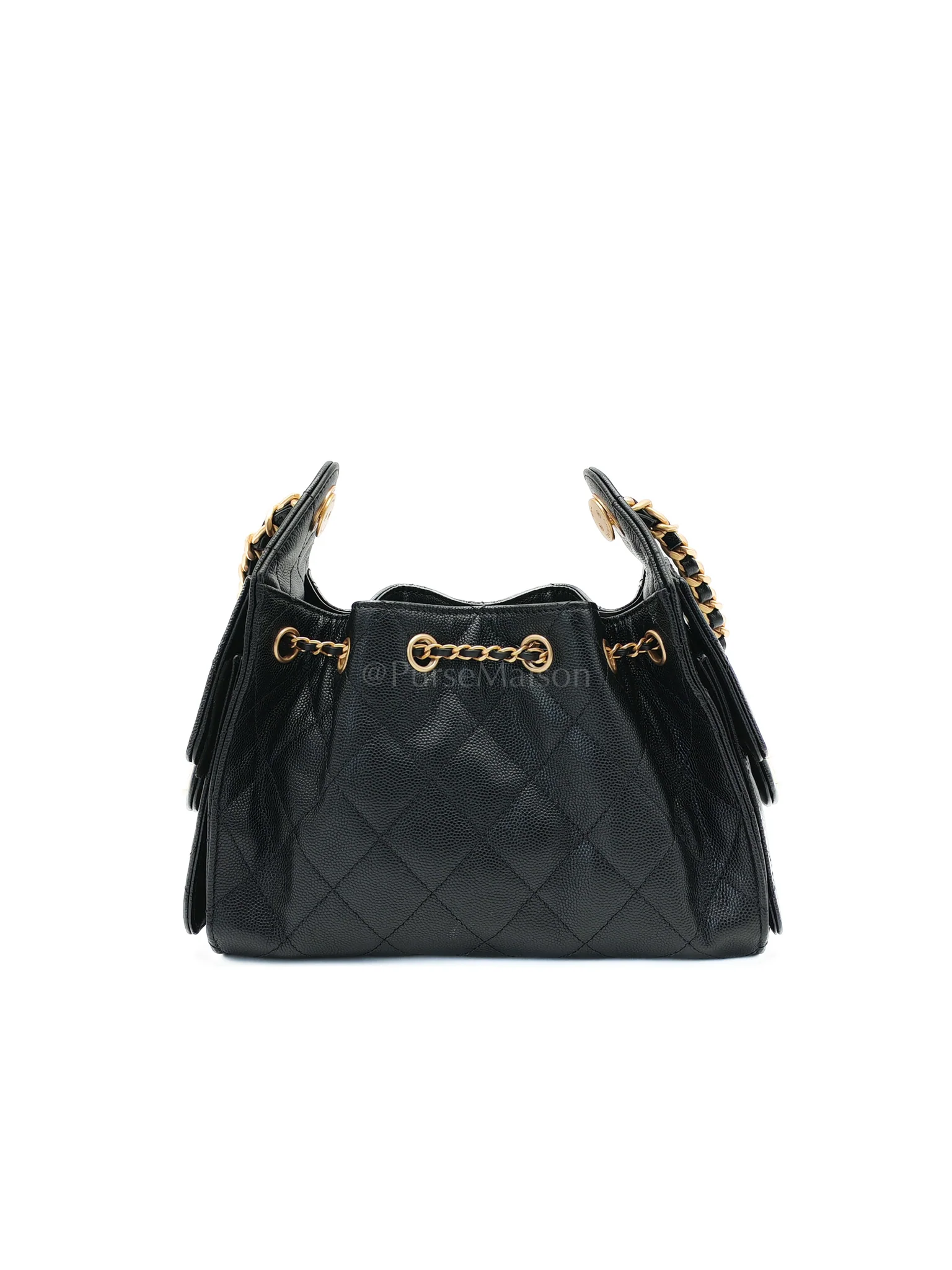 Chanel 25 Mini in Black Caviar Leather Aged Gold Hardware(Microchip) - Image 4