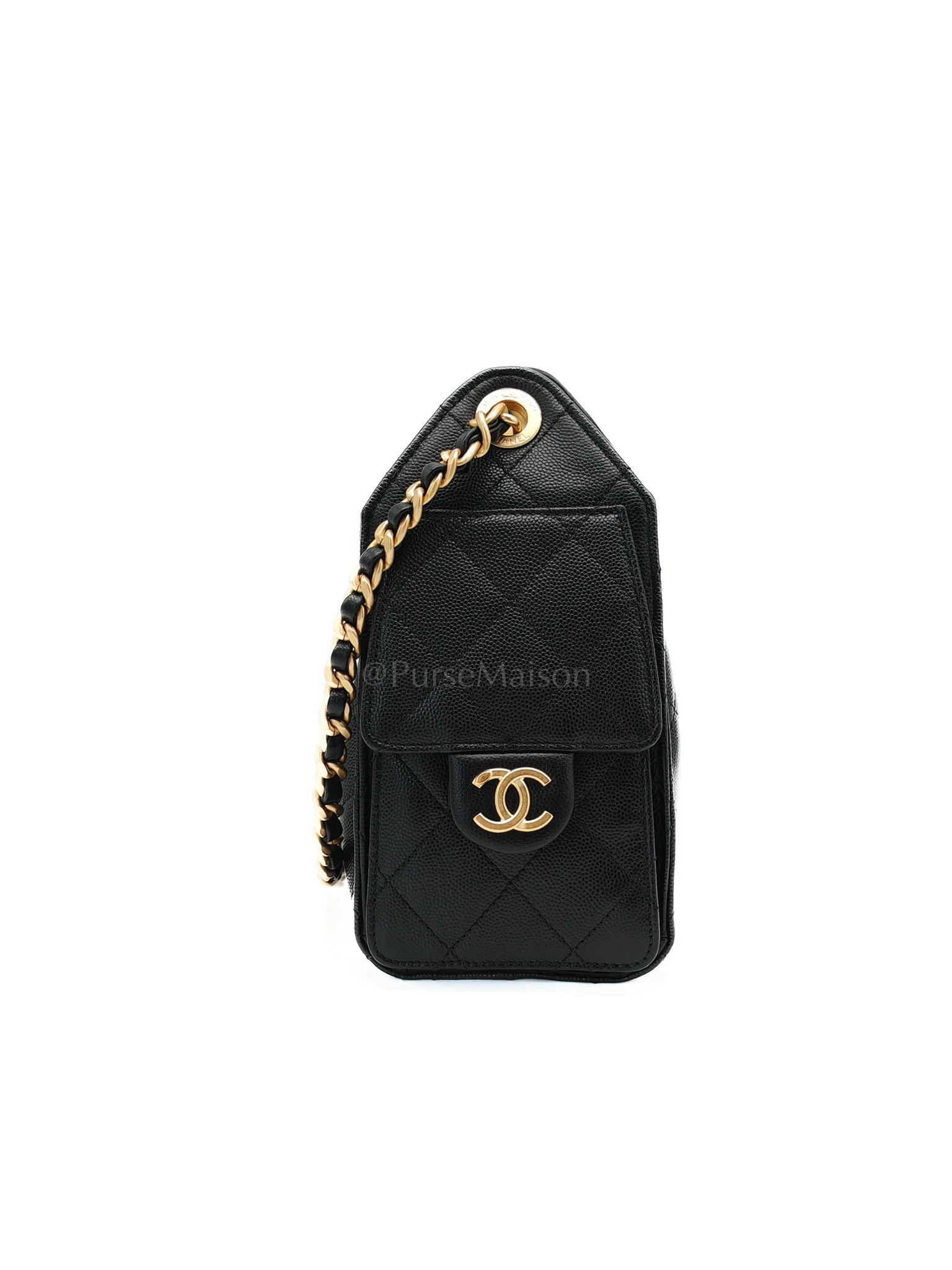 Chanel 25 Mini in Black Caviar Leather Aged Gold Hardware(Microchip) - Image 5