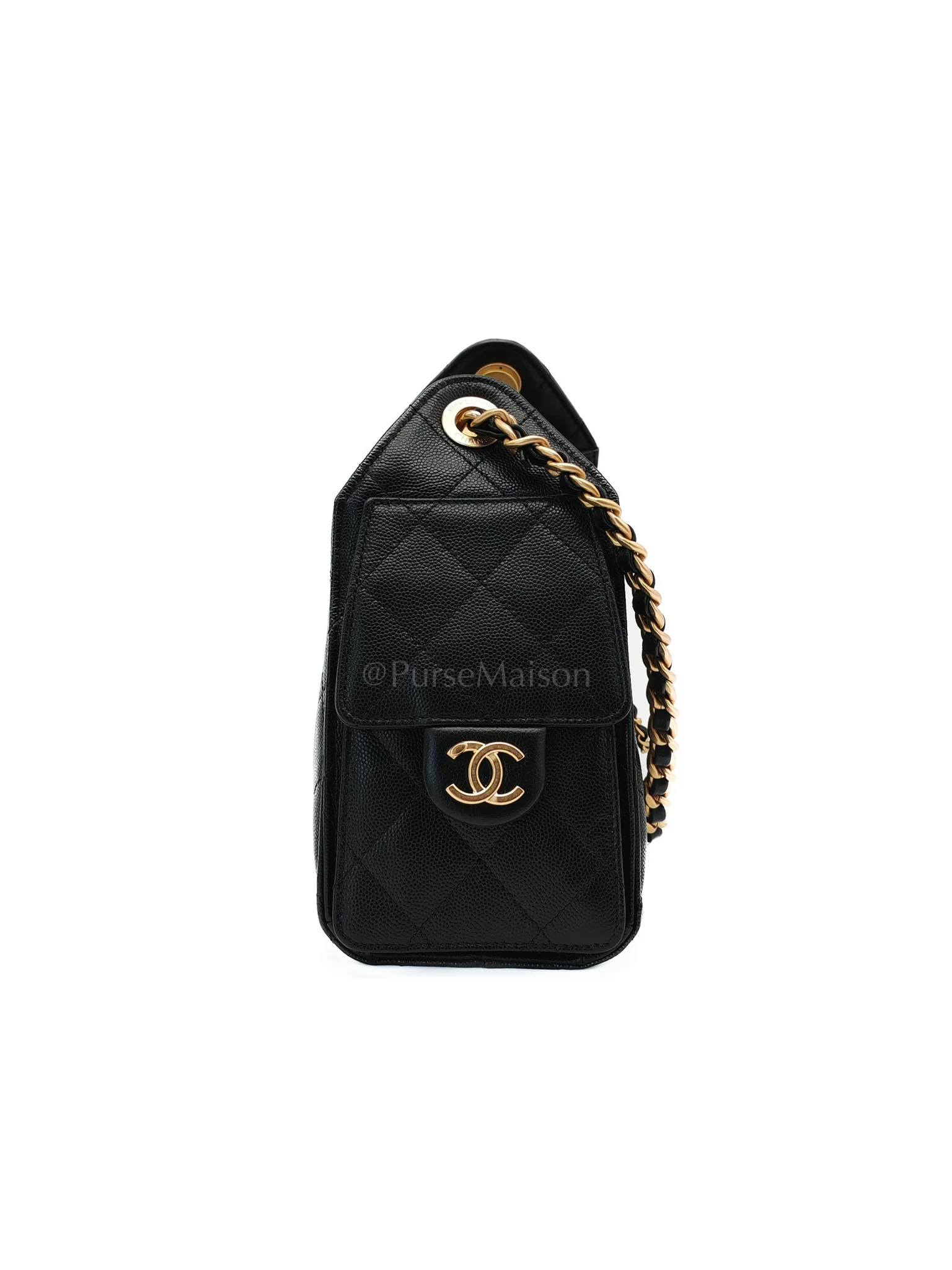 Chanel 25 Mini in Black Caviar Leather Aged Gold Hardware(Microchip) - Image 6