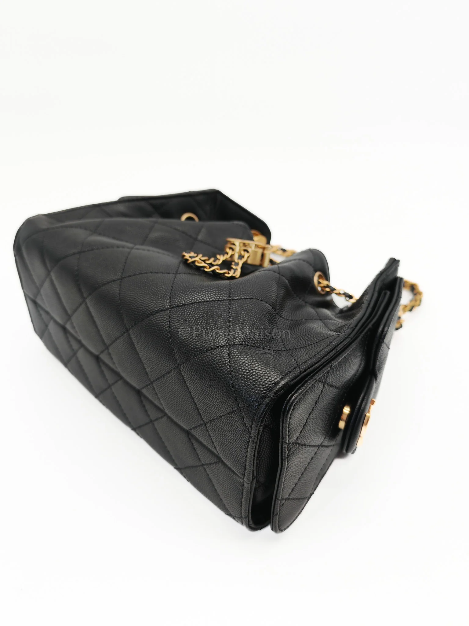 Chanel 25 Mini in Black Caviar Leather Aged Gold Hardware(Microchip) - Image 9