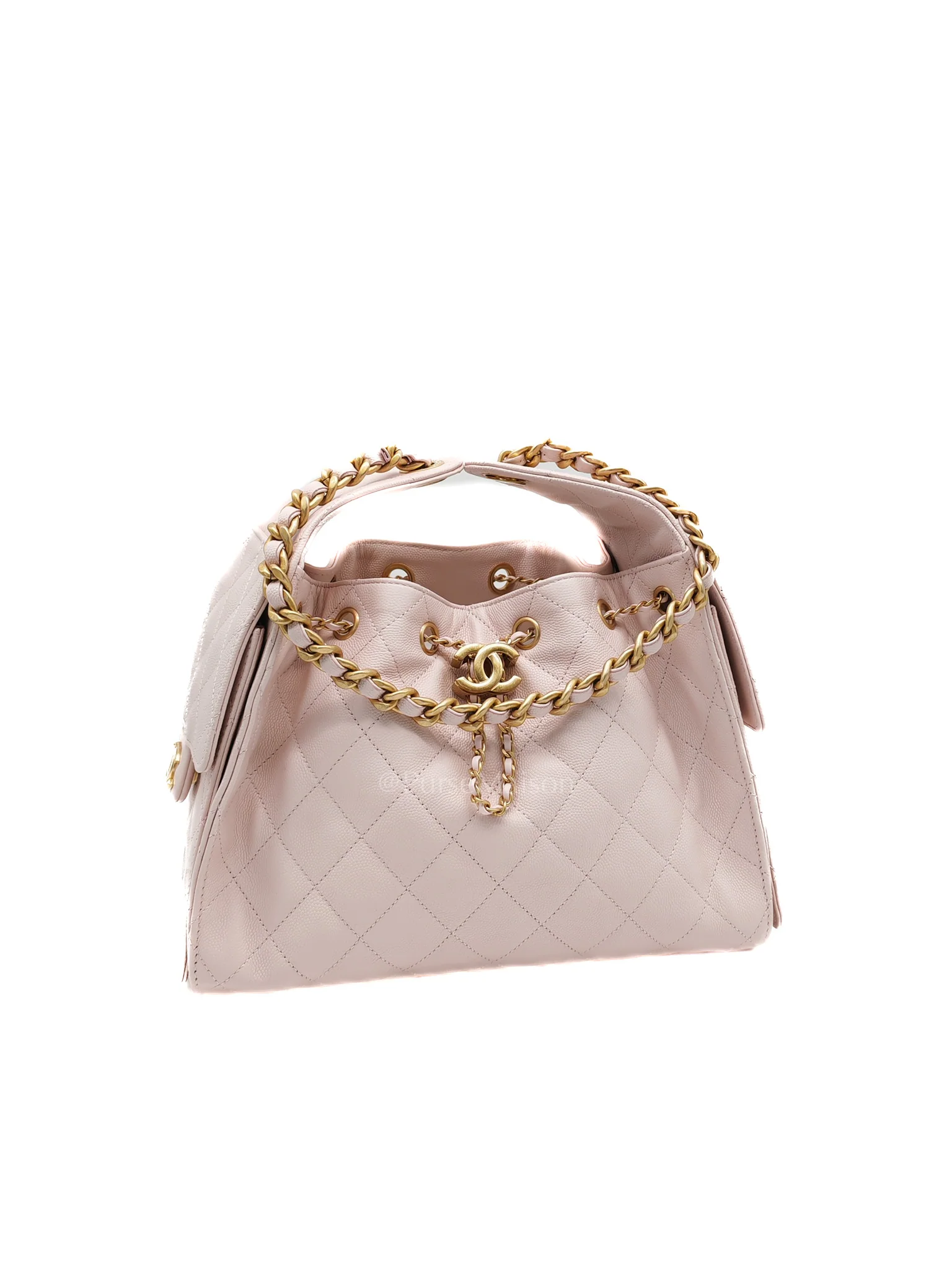 Chanel 25 Small in Pink Caviar Leather and Aged Gold Hardware (Microchip) - Image 2