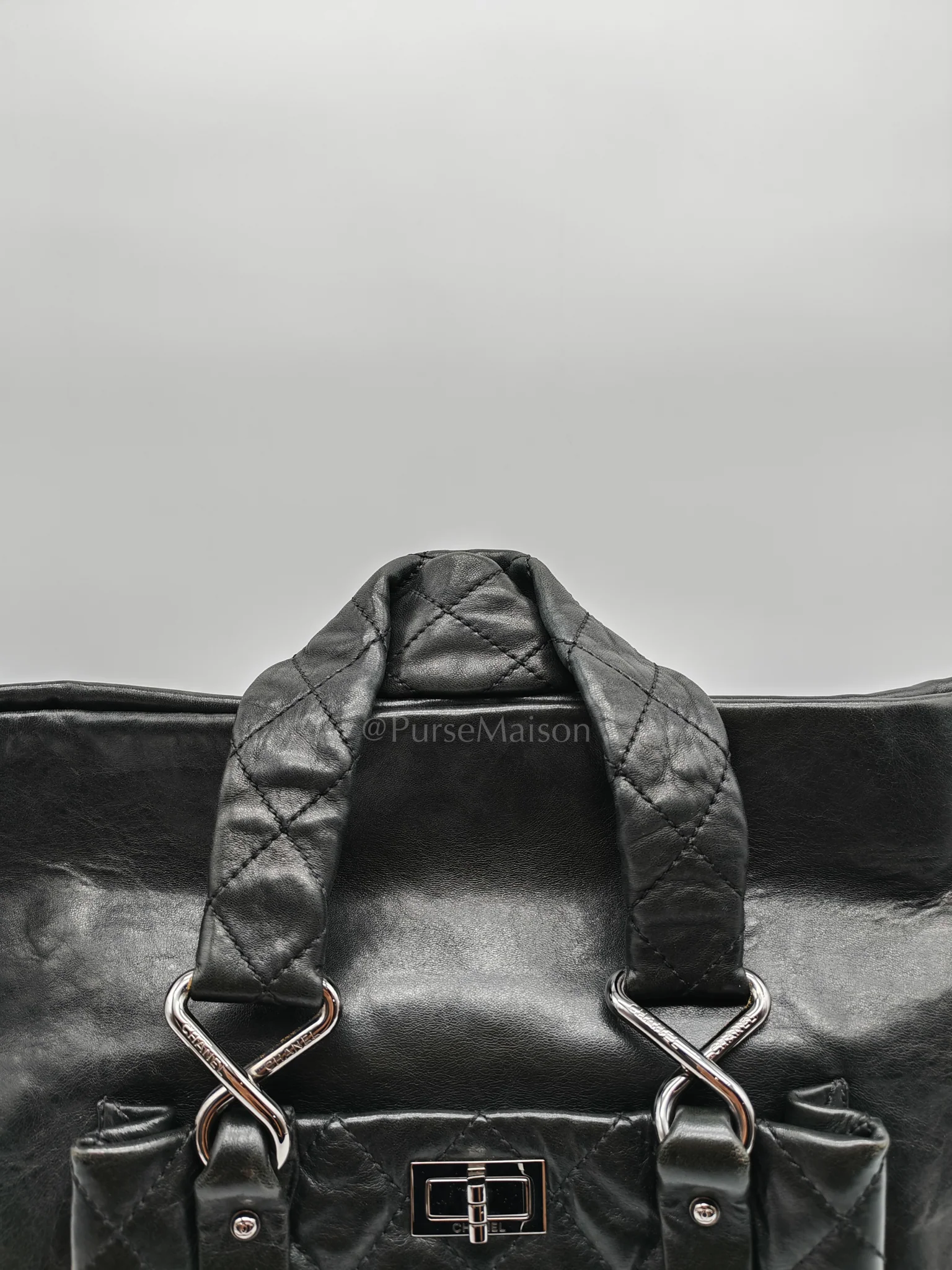 Chanel 8 Knots Reissue Tote Bag Black in Lambskin Leather Silver Hardware (Series 11) - Image 12