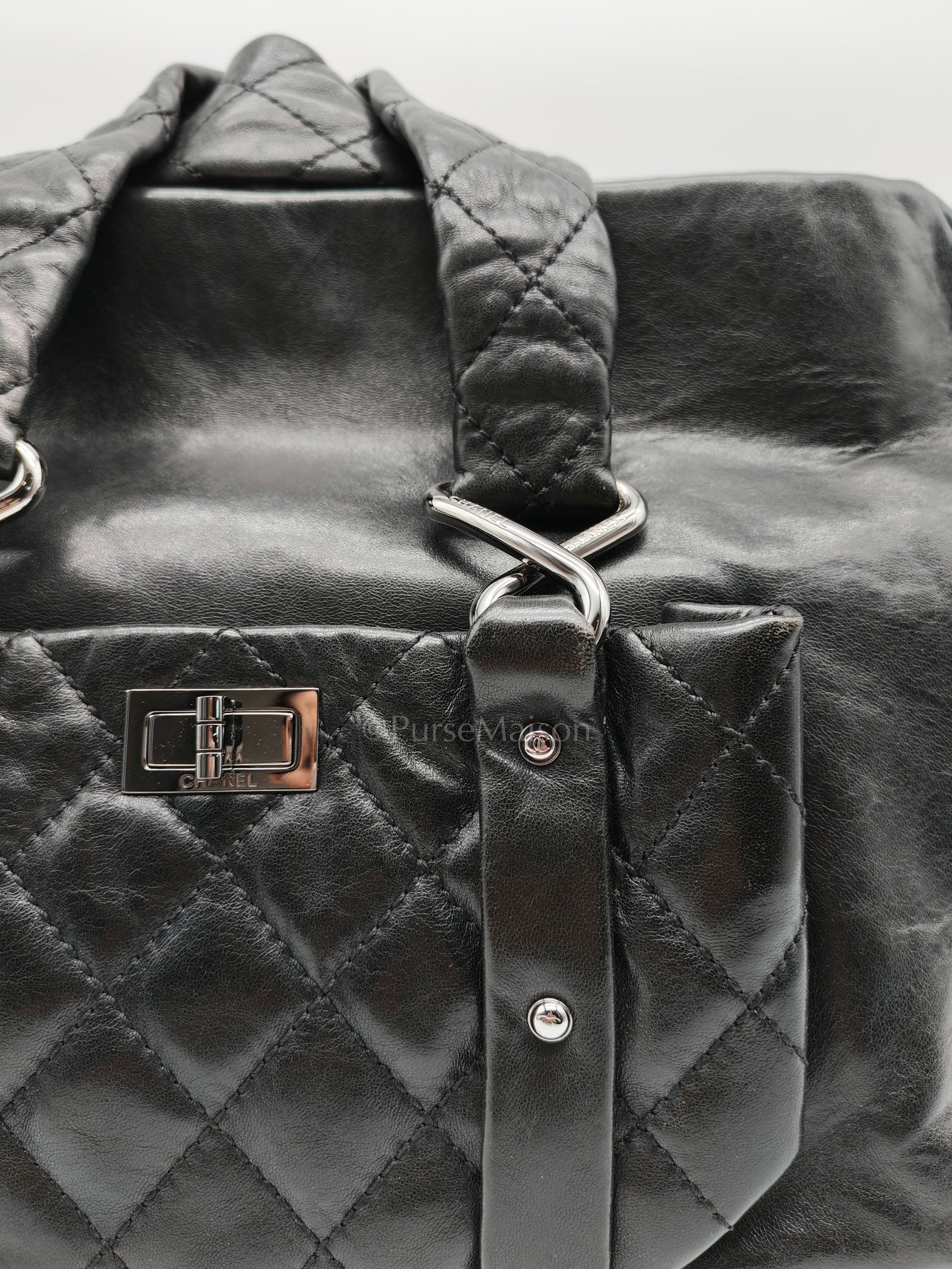 Chanel 8 Knots Reissue Tote Bag Black in Lambskin Leather Silver Hardware (Series 11) - Image 15