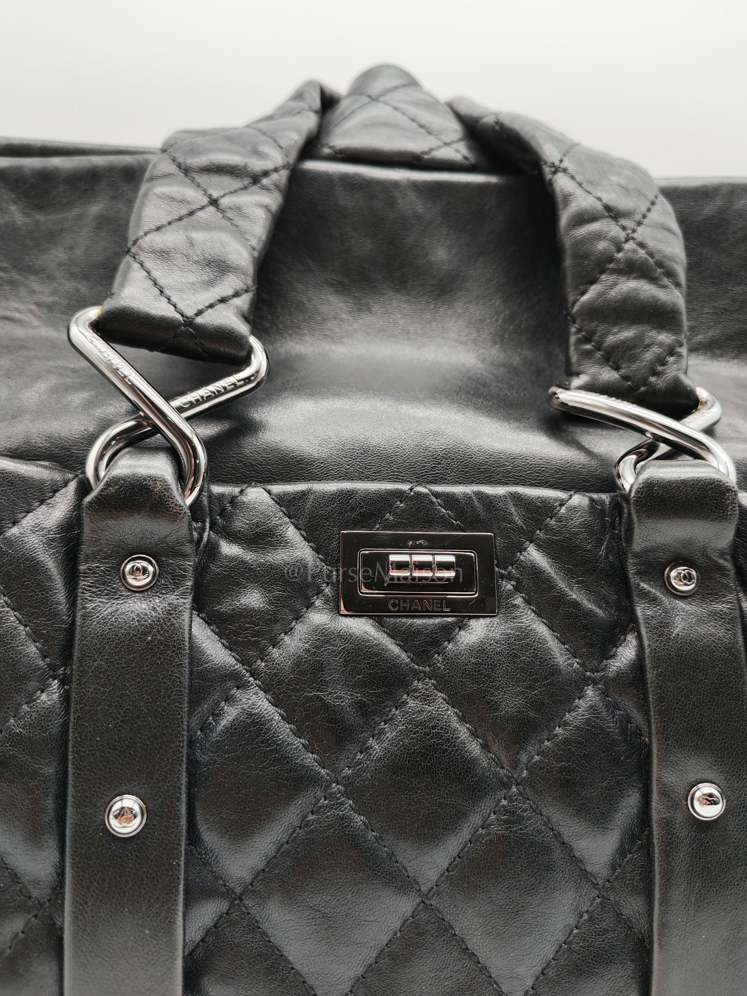 Chanel 8 Knots Reissue Tote Bag Black in Lambskin Leather Silver Hardware (Series 11) - Image 17