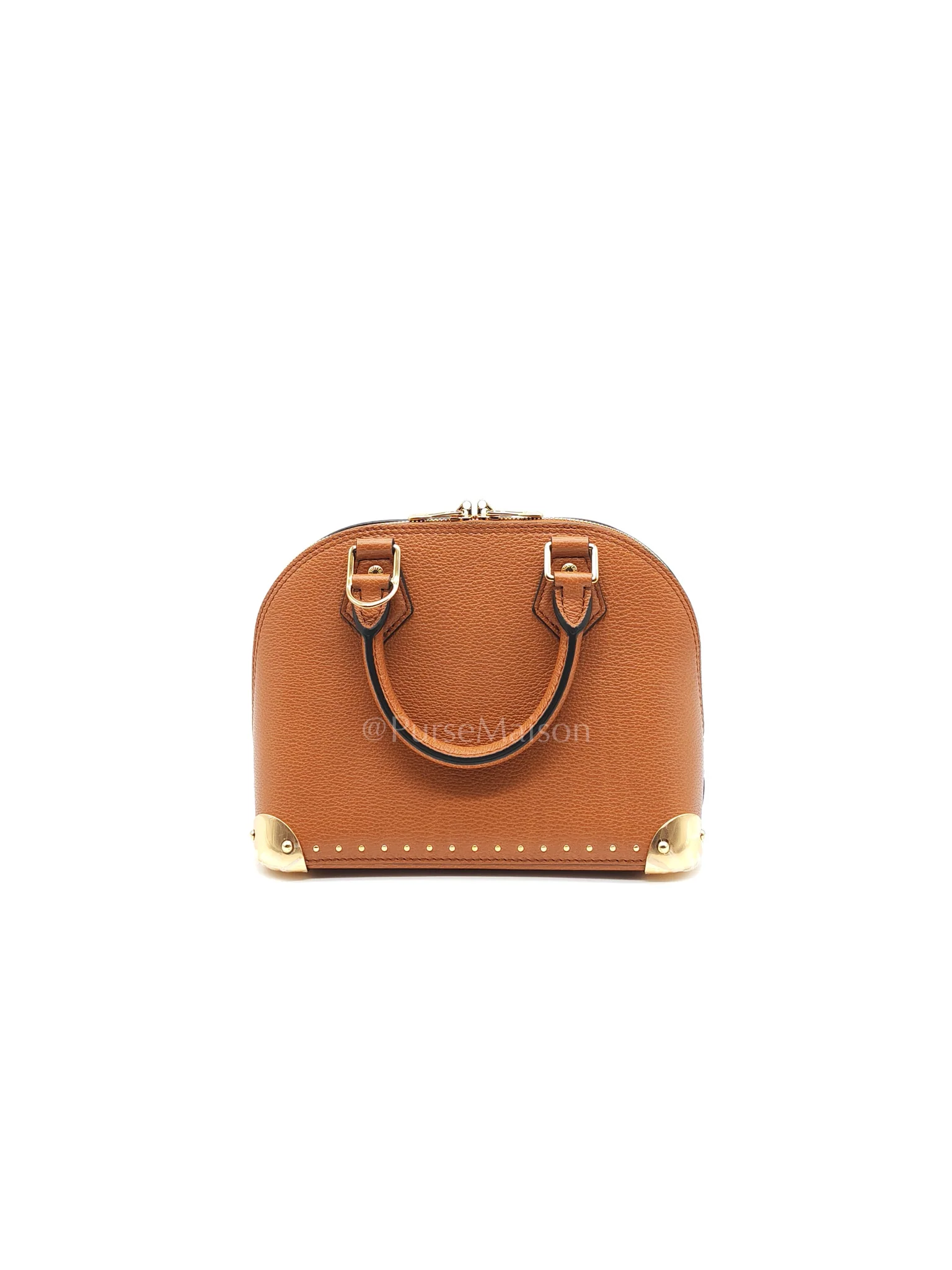 Louis Vuitton Alma Trunk BB in Tan Smooth Calfskin Leather & Gold Hardware Microchip