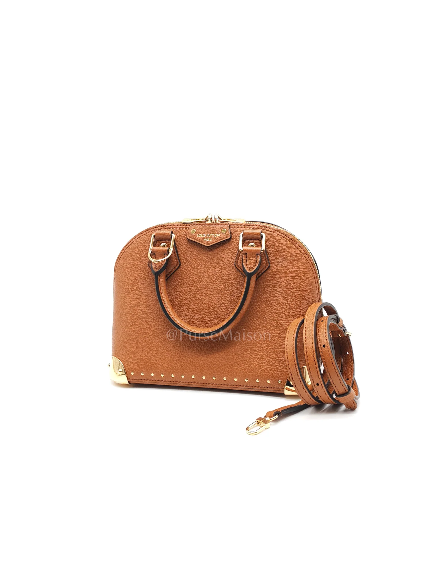 Louis Vuitton Alma Trunk BB in Tan Smooth Calfskin Leather & Gold Hardware Microchip - Image 3