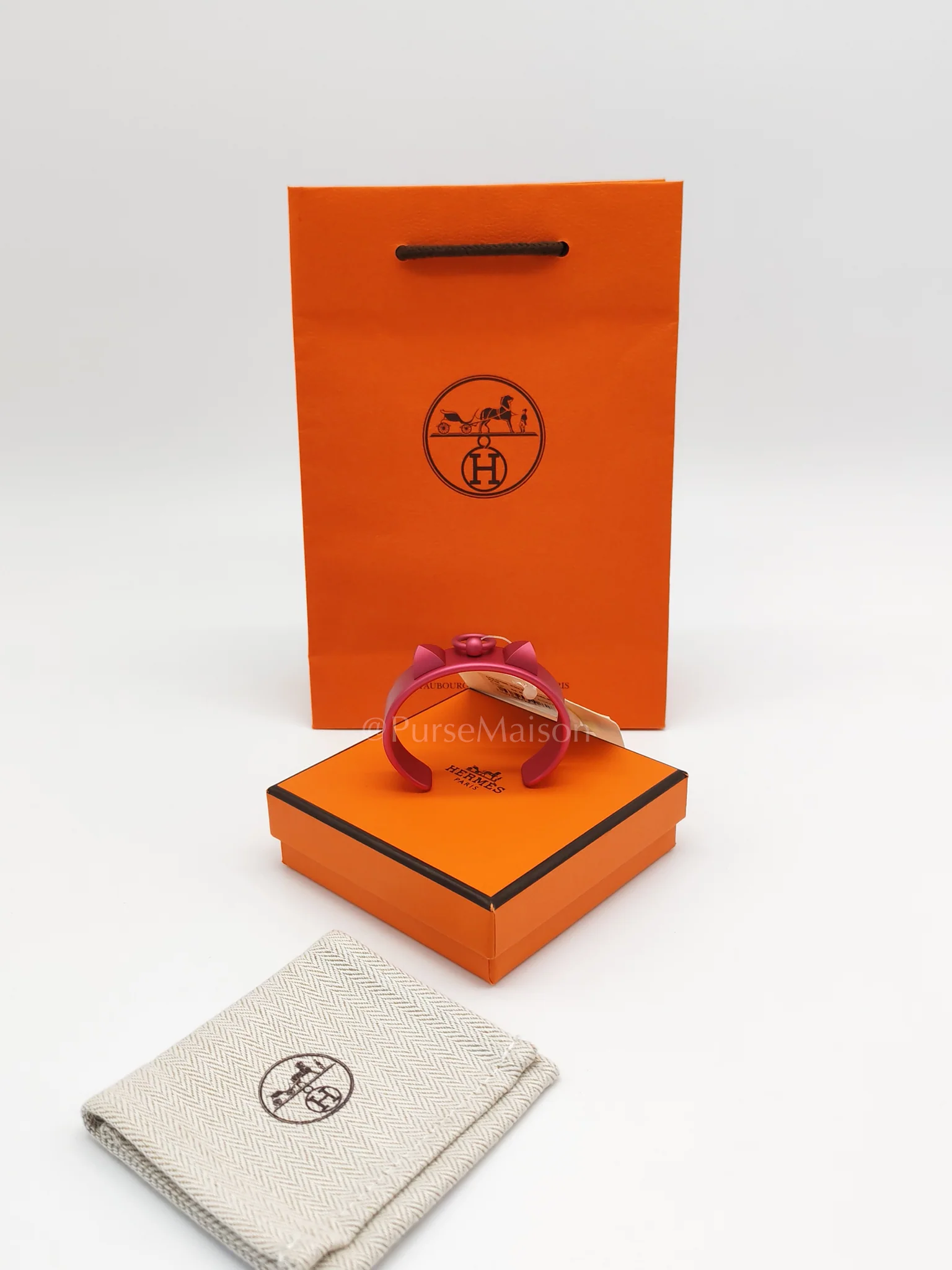 Hermes Aluminium Sunset Medor Bracelet in Rose Couture - Image 12