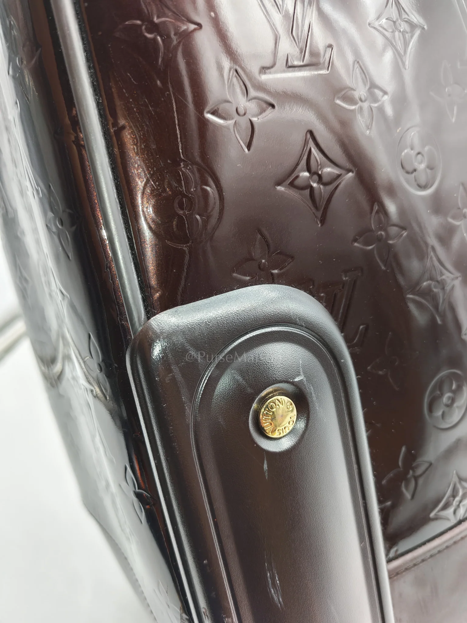 Louis Vuitton Amarante Monogram Vernis Pegase 45 Burgundy Patent Luggage (Date Code: MB4151) - Image 21