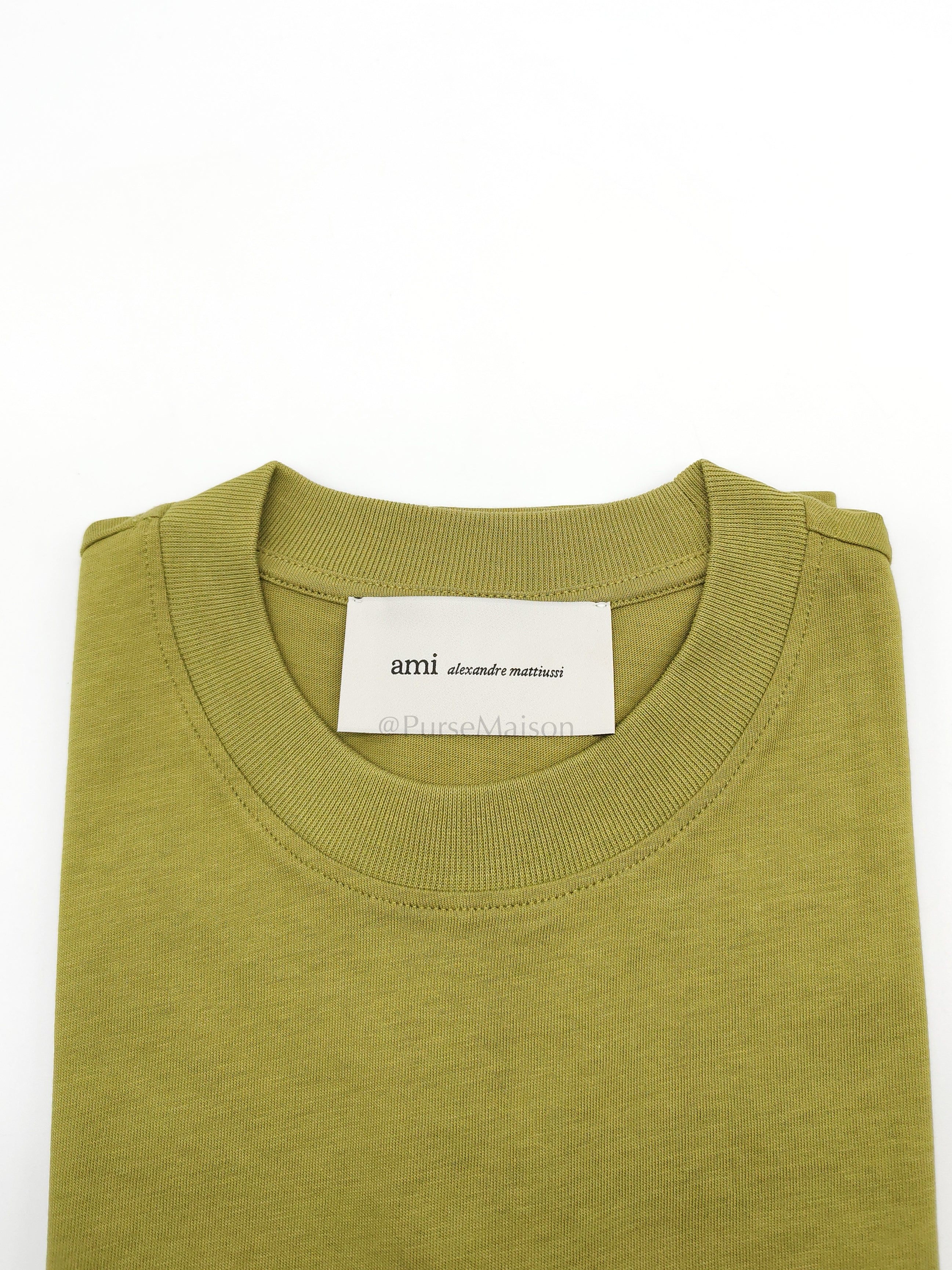 Ami Paris Ami De Coeur Cotton T-Shirt in Avocado Size Small - Image 3