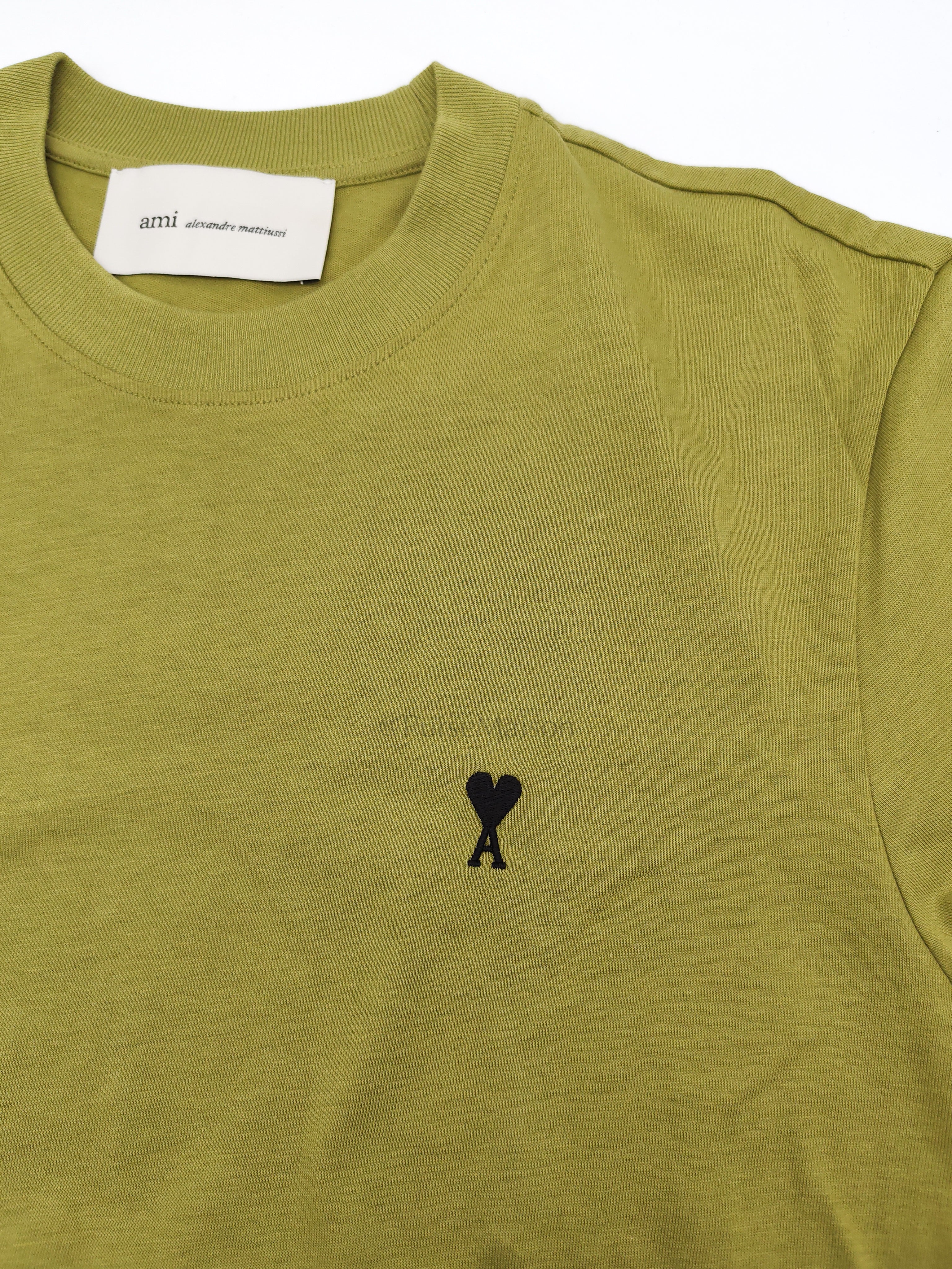 Ami Paris Ami De Coeur Cotton T-Shirt in Avocado Size Small - Image 4