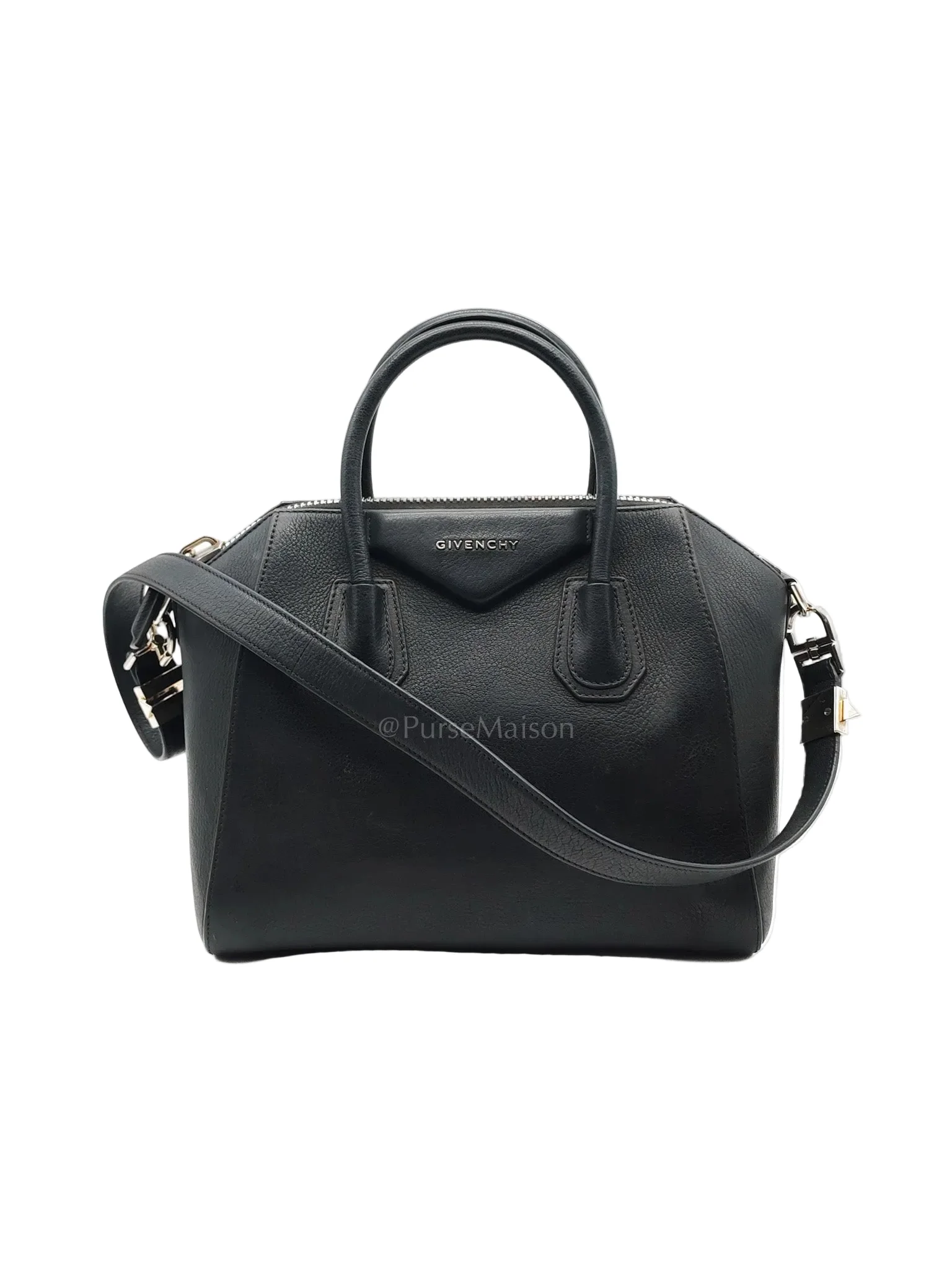 Givenchy Antigona Small in Back Goatskin Leather Silver Hardware