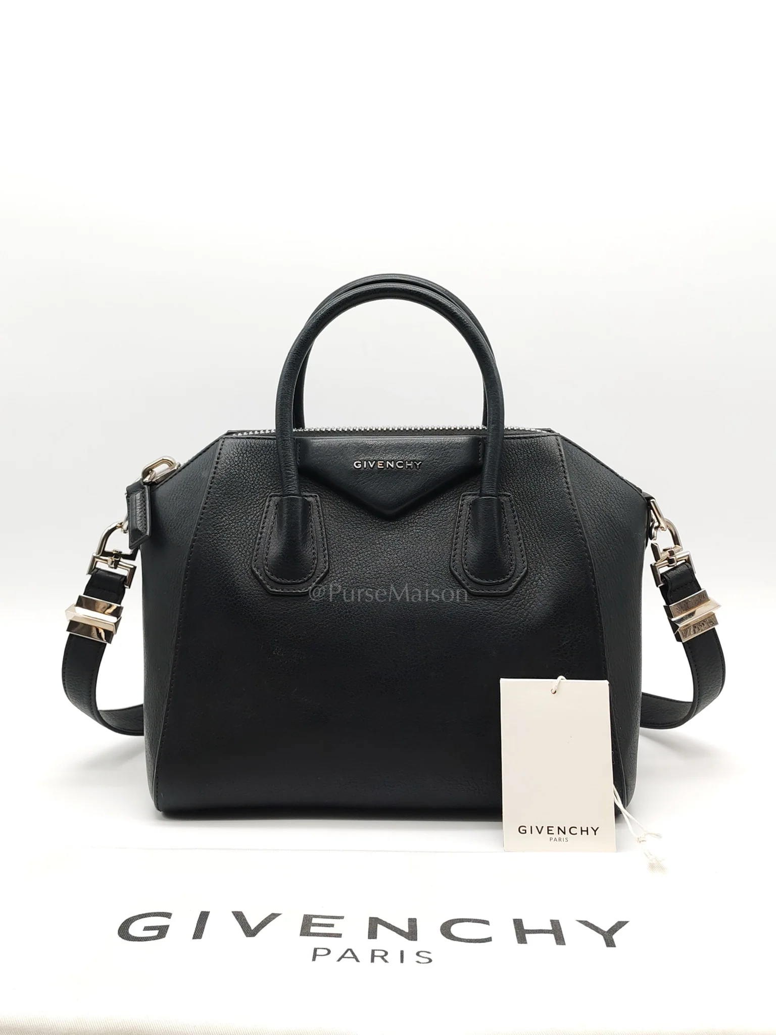 Givenchy Antigona Small in Back Goatskin Leather Silver Hardware - Image 39