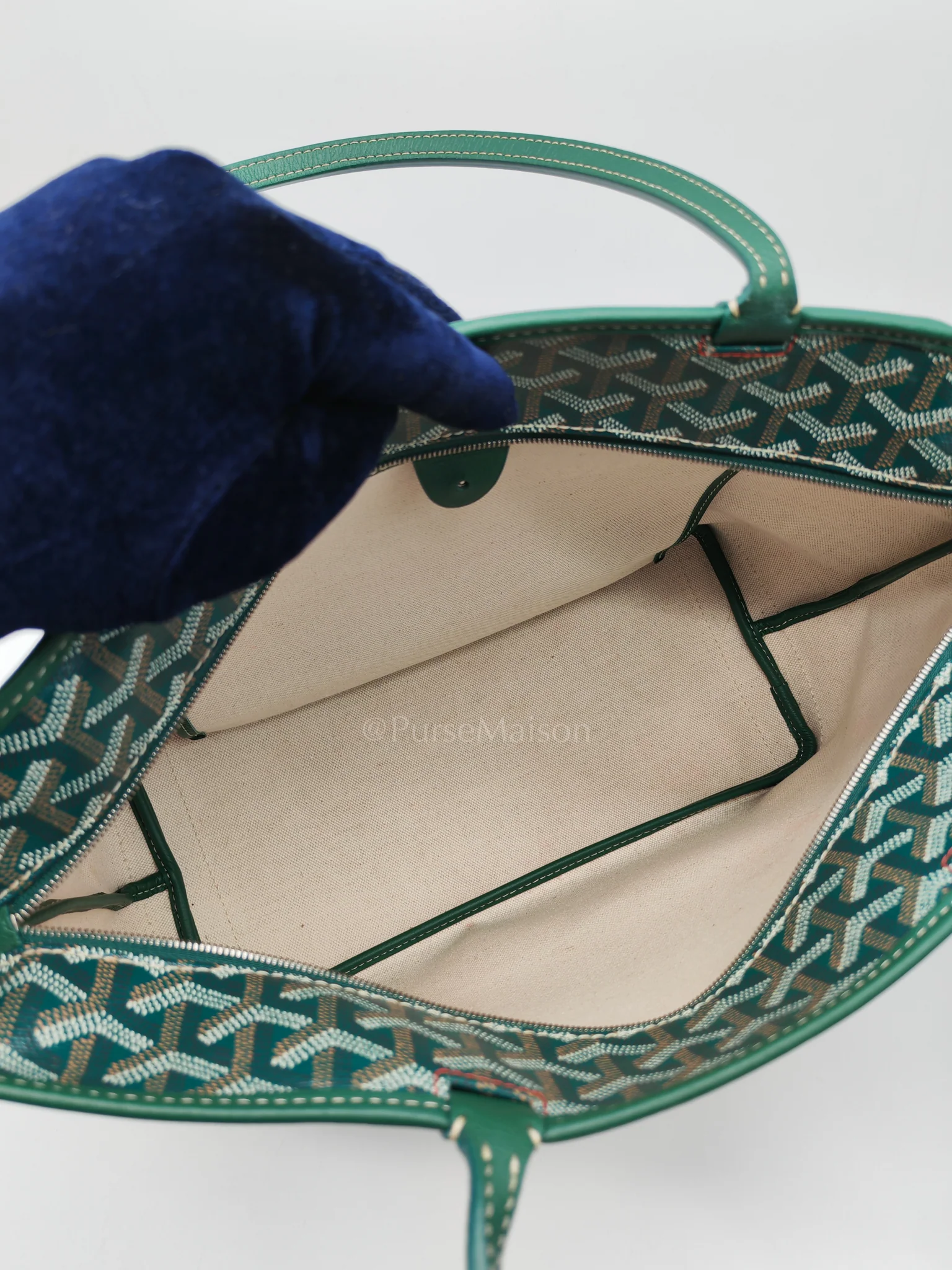 Goyard Artois PM in Green Goyardine Canvas Tote Bag - Image 24