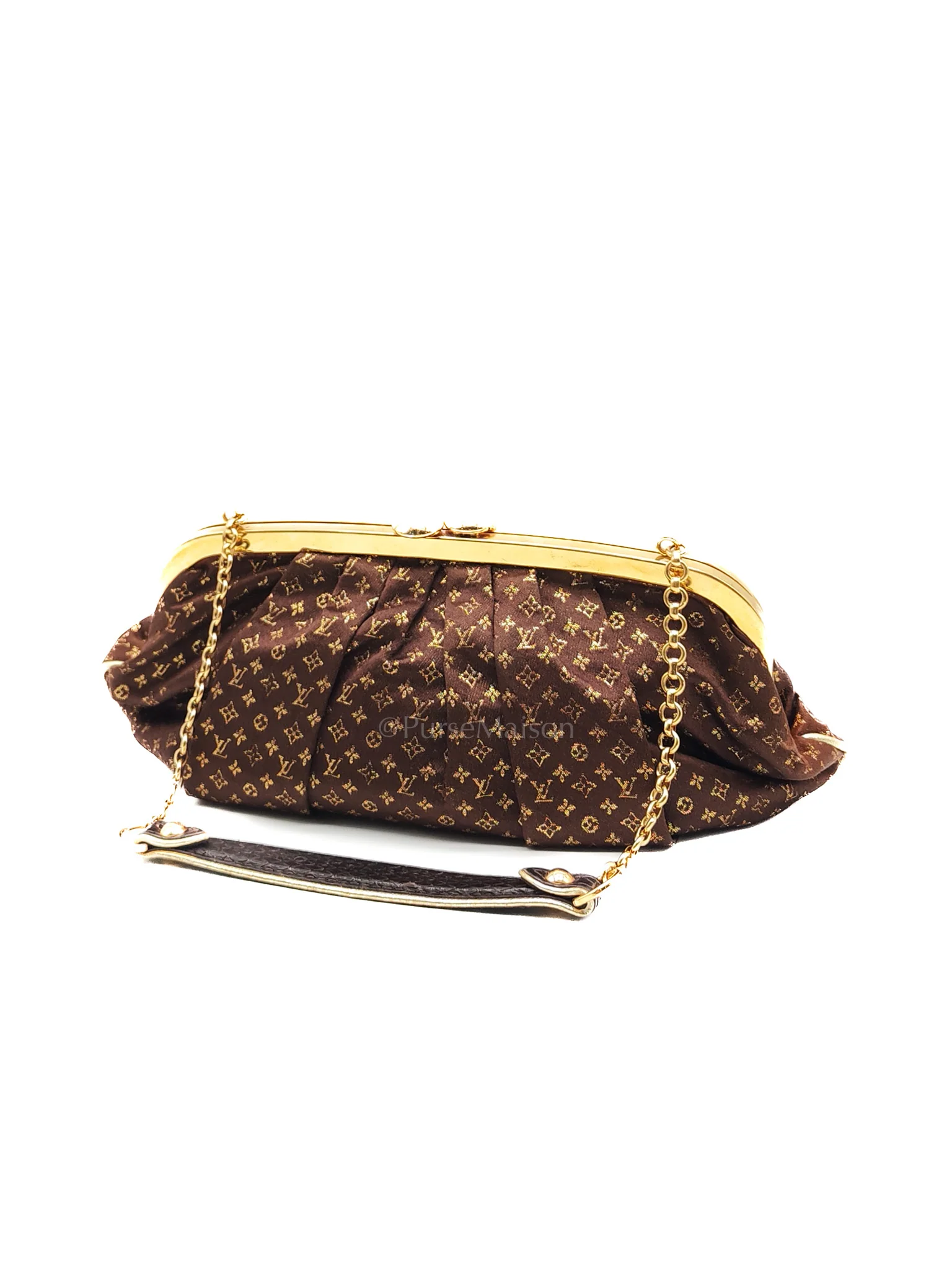 Louis Vuitton Aumonieve Evening Bag in Monogram Satin  & Gold Hardware - Image 3