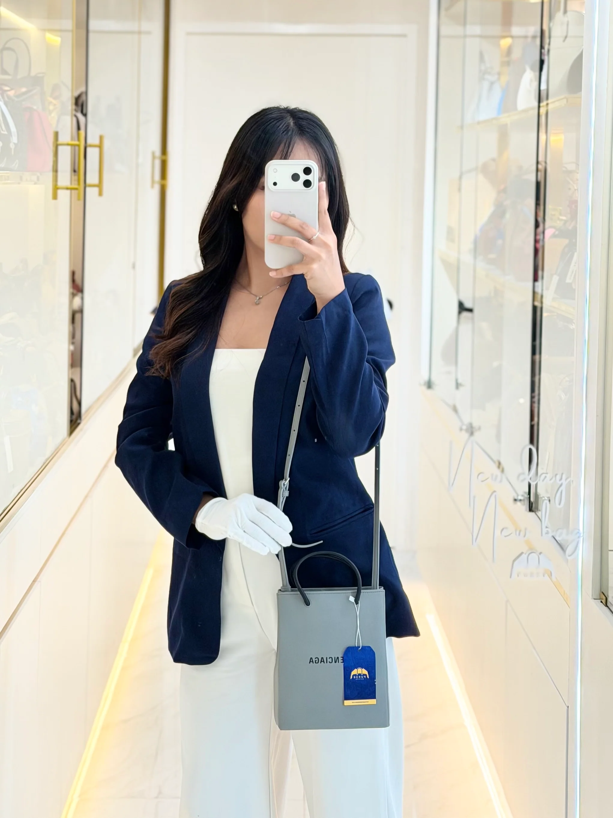 Balenciaga Shopping Phone Holder Bag Medium in Gray - Image 26