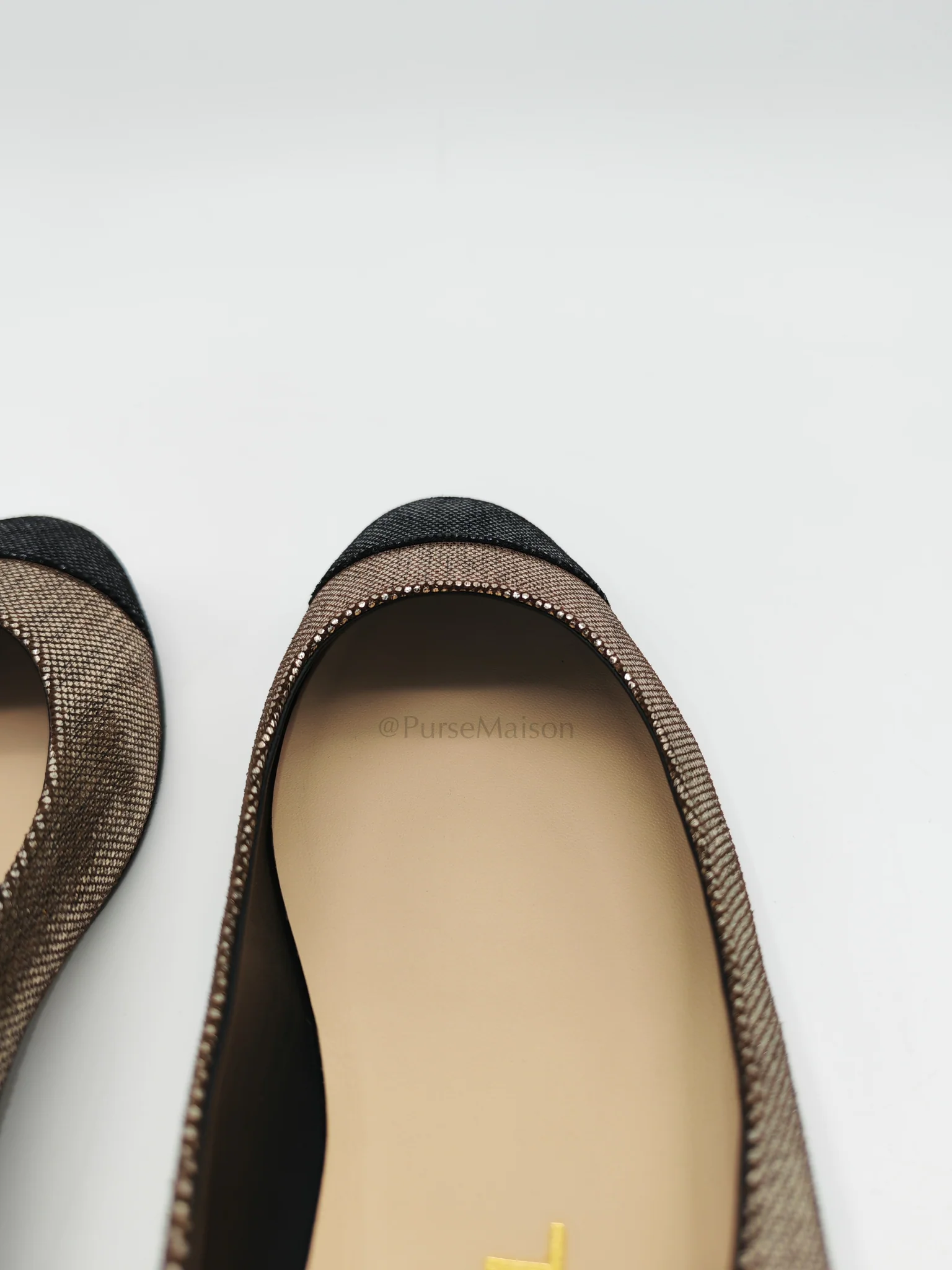 Chanel Cap Toe in Black Metallic Glitter Ballet Flats Size 38EU (24cm) - Image 14