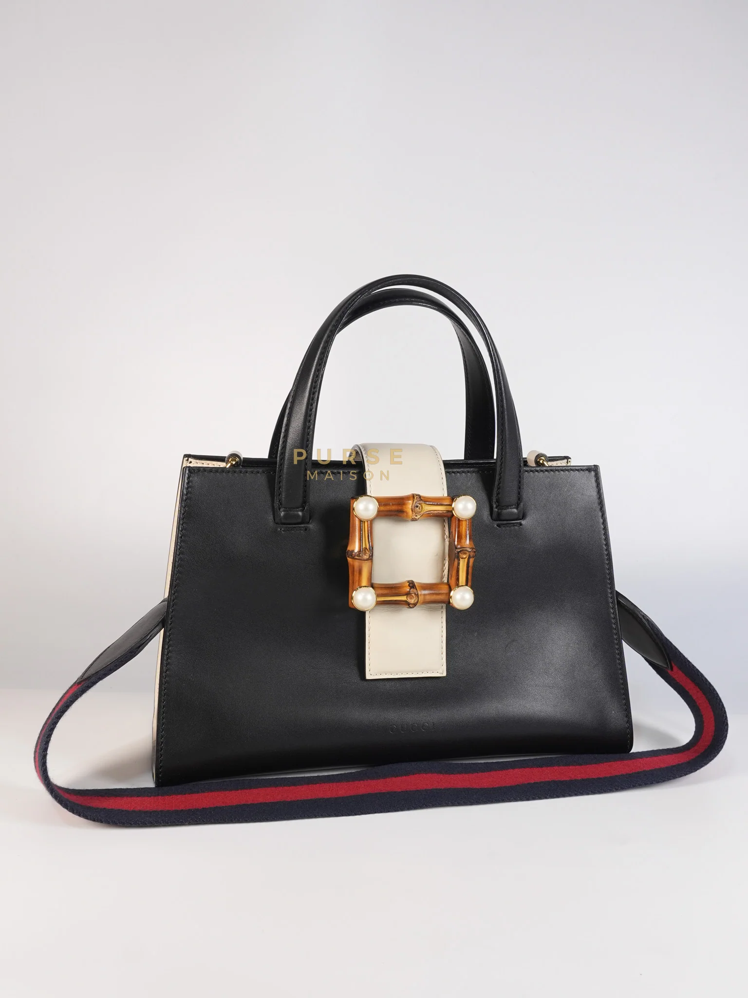 Gucci Bamboo Buckle Bi-Color Black/White Tote Bag - Image 2