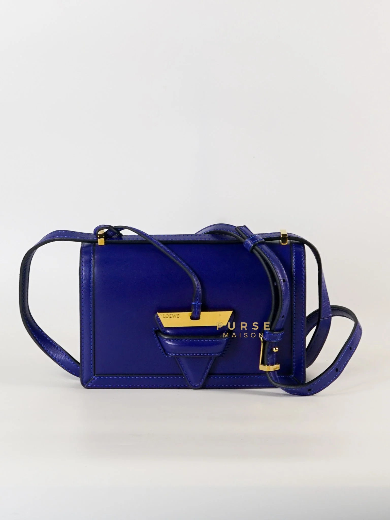 Loewe Barcelona in Royal Blue and Silk Calfskin Leather Crossbody Bag