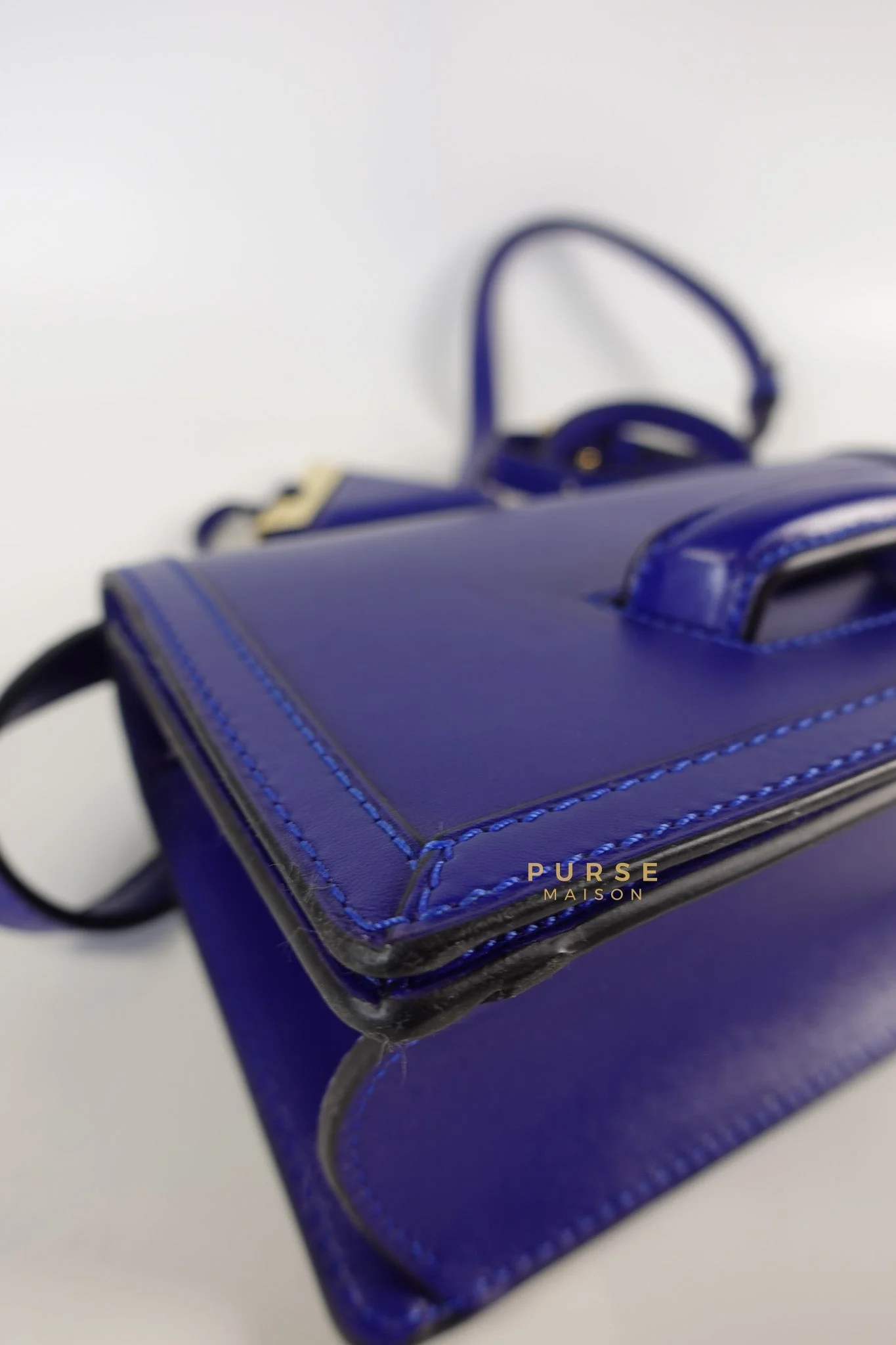Loewe Barcelona in Royal Blue and Silk Calfskin Leather Crossbody Bag - Image 12