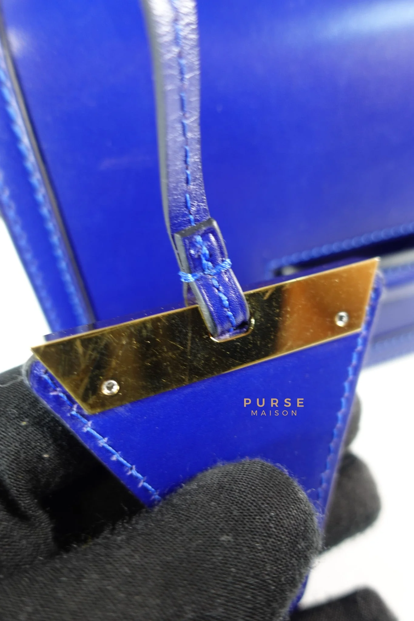 Loewe Barcelona in Royal Blue and Silk Calfskin Leather Crossbody Bag - Image 19