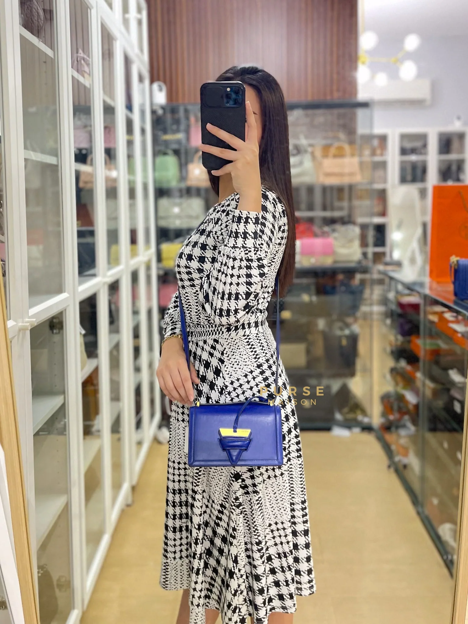 Loewe Barcelona in Royal Blue and Silk Calfskin Leather Crossbody Bag - Image 40