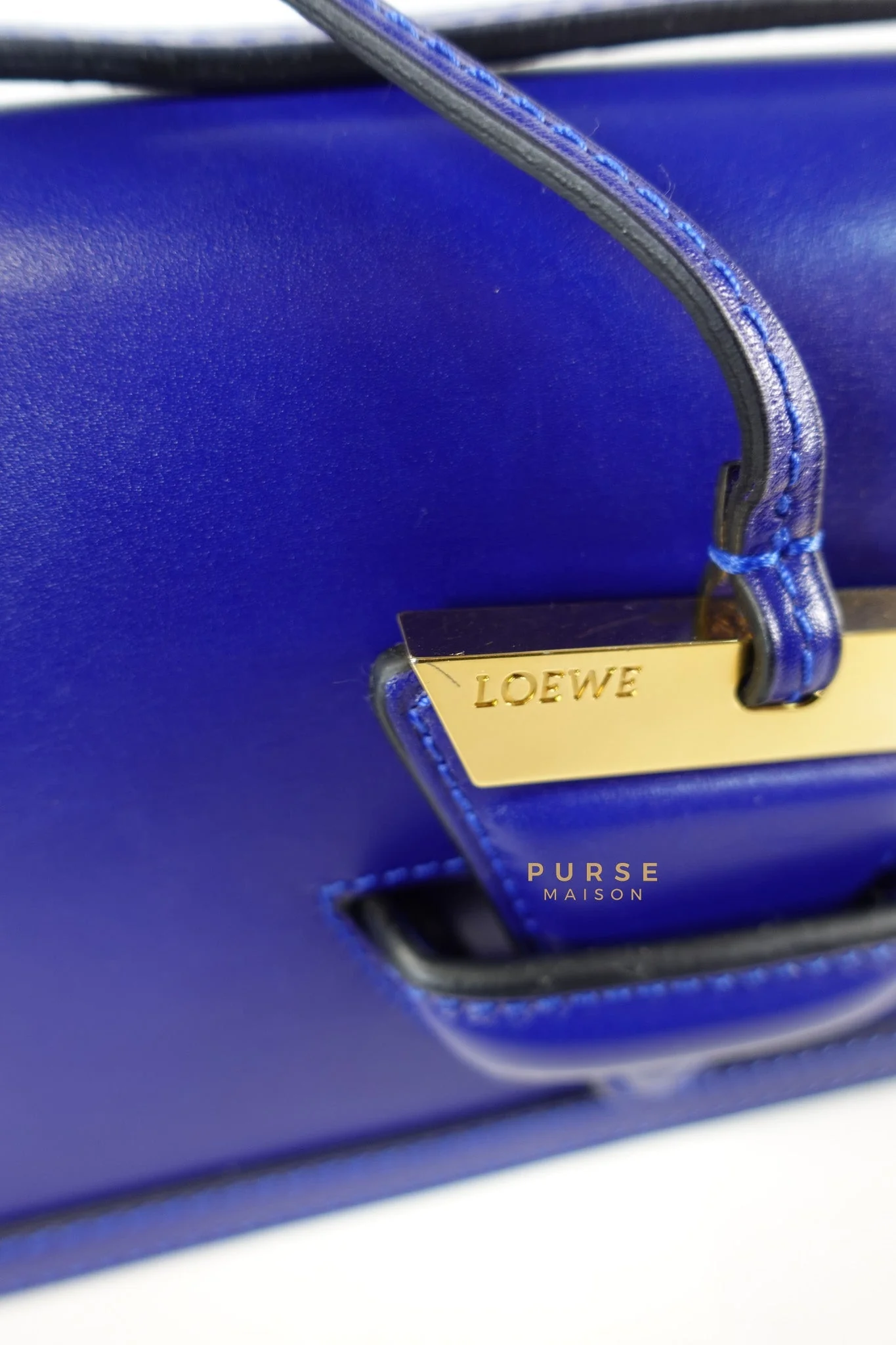 Loewe Barcelona in Royal Blue and Silk Calfskin Leather Crossbody Bag - Image 9