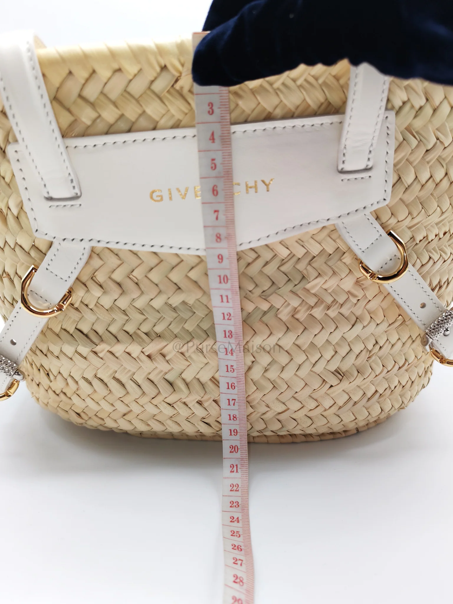 Givenchy Raffia Voyou in White Leather Strap Basket Bag - Image 21